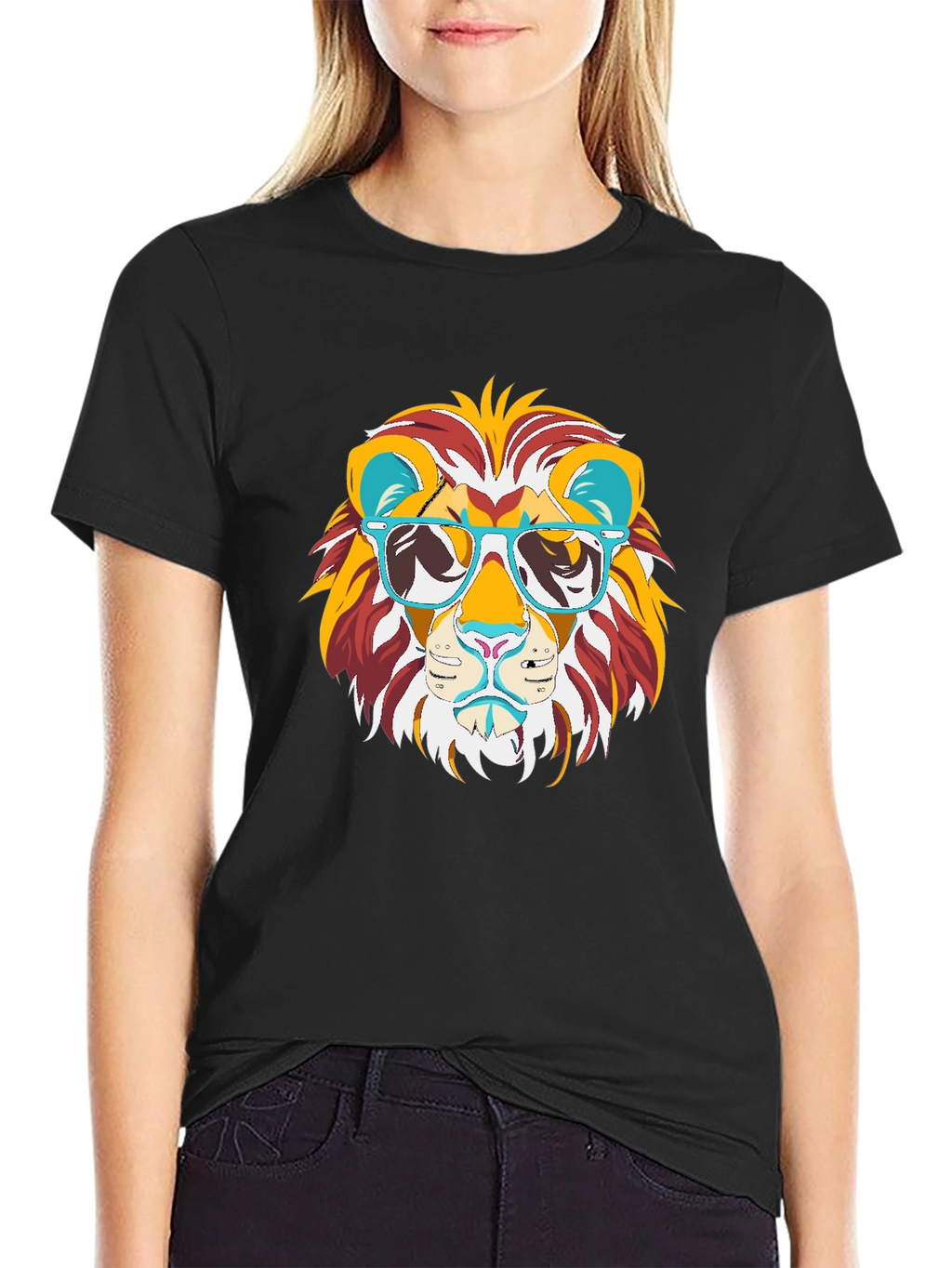 Cool Lion Graphic Tee - Black Cotton T-Shirt