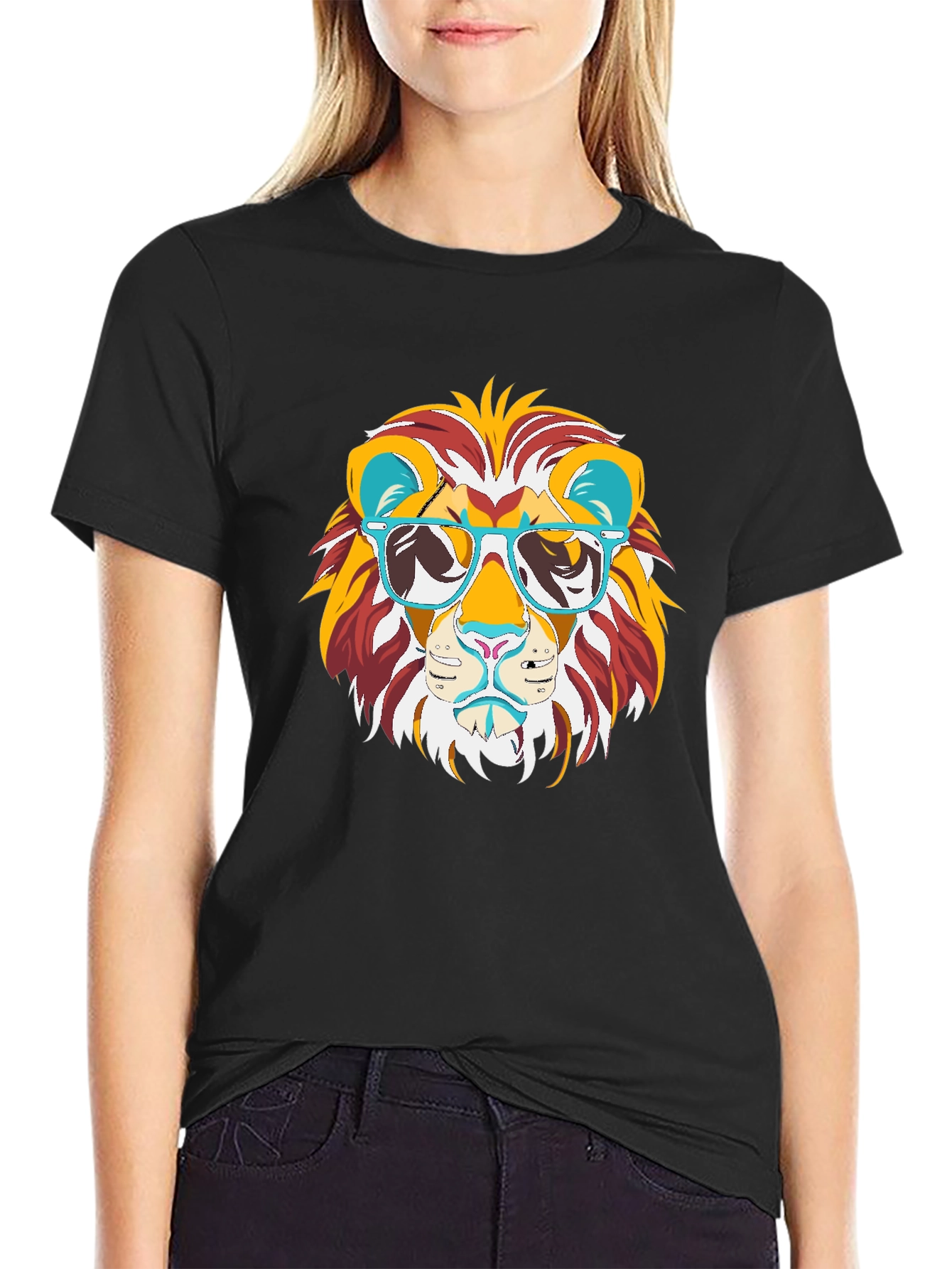 Cool Lion Graphic Tee - Black Cotton T-Shirt