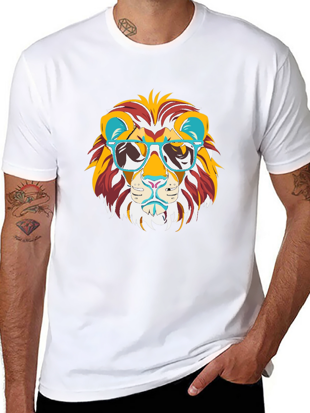 Cool Lion Graphic Tee - Black Cotton T-Shirt
