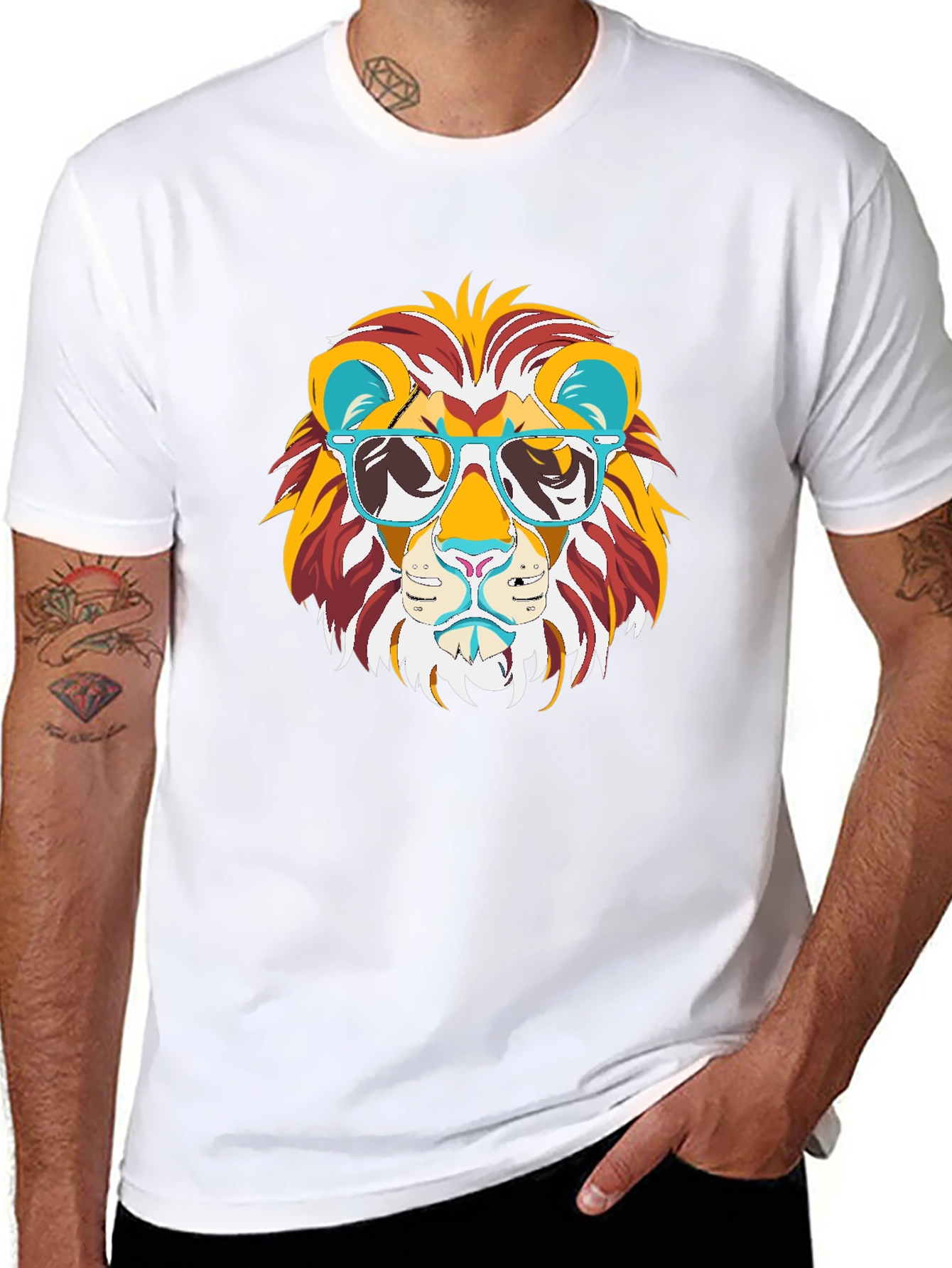 Cool Lion Graphic Tee - Black Cotton T-Shirt