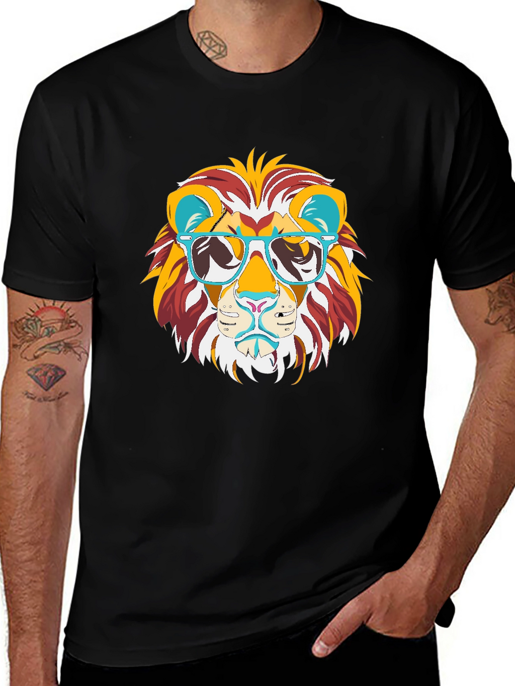 Cool Lion Graphic Tee - Black Cotton T-Shirt