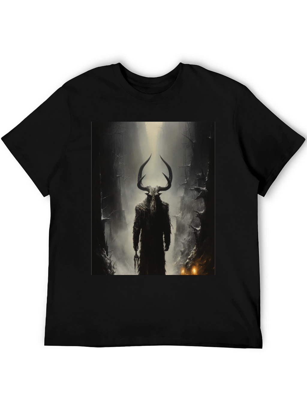 Mystic Horned Figure Graphic Tee - Black