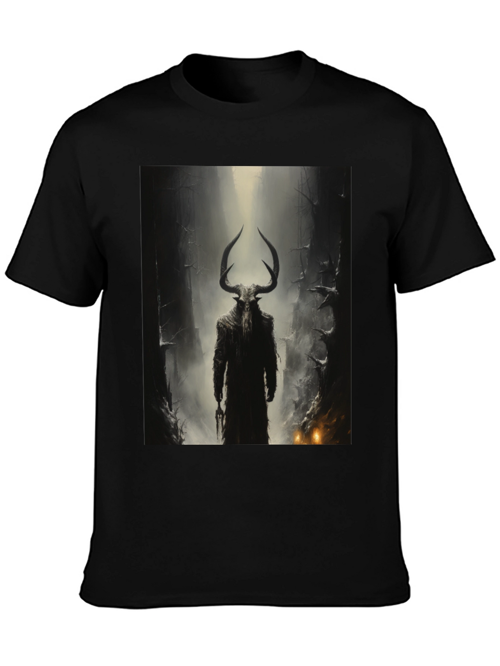 Mystic Horned Figure Graphic Tee - Black