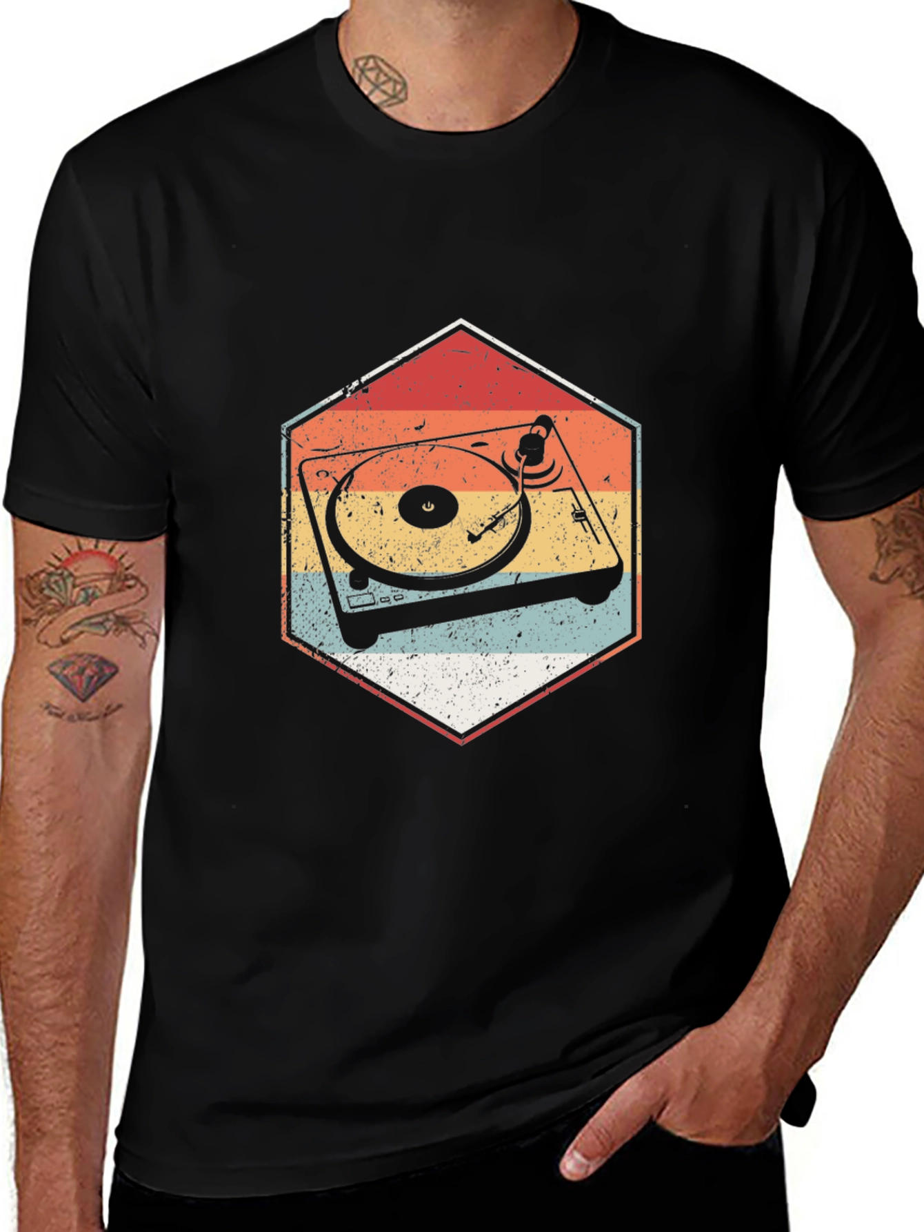 Retro Turntable Graphic Tee - Classic Music Lover T-Shirt