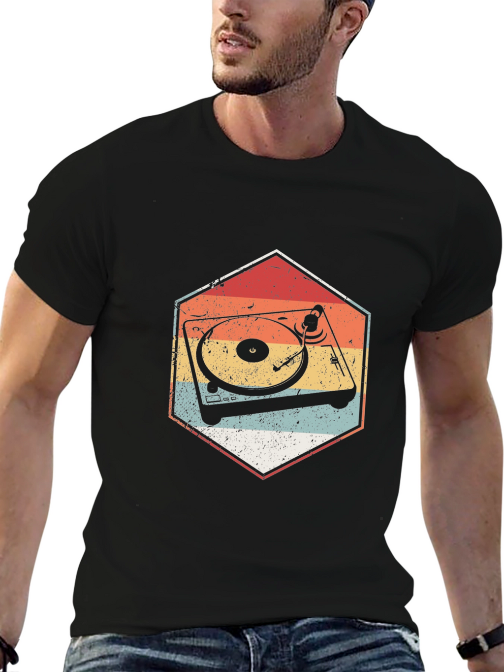 Retro Turntable Graphic Tee - Classic Music Lover T-Shirt