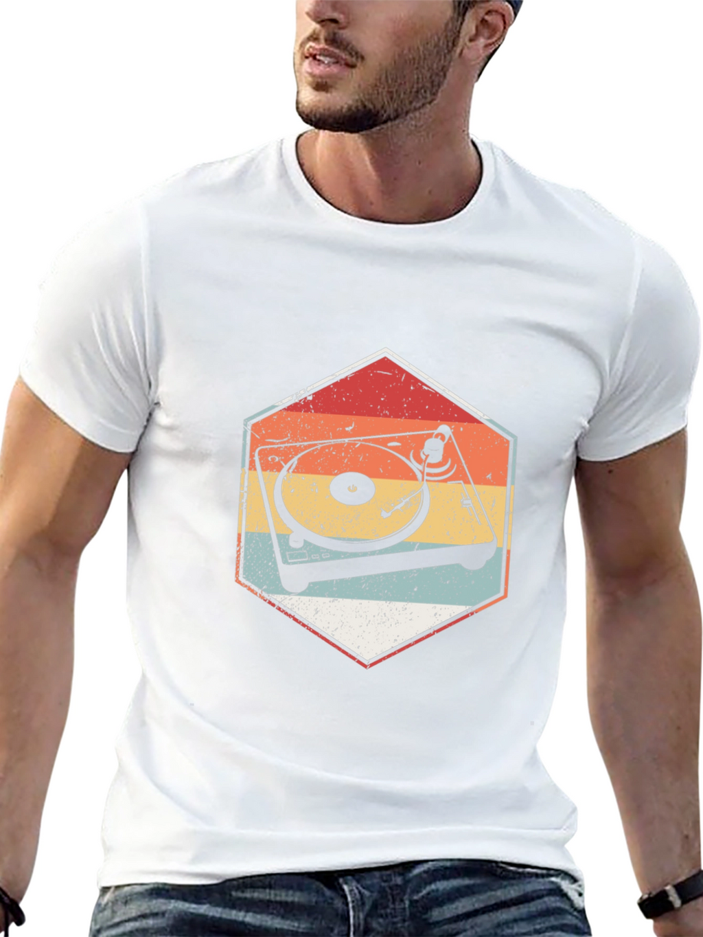 Retro Turntable Graphic Tee - Classic Music Lover T-Shirt