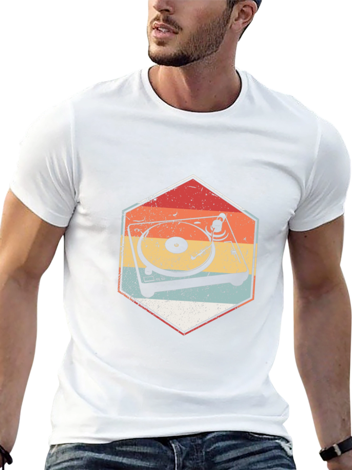 Retro Turntable Graphic Tee - Classic Music Lover T-Shirt