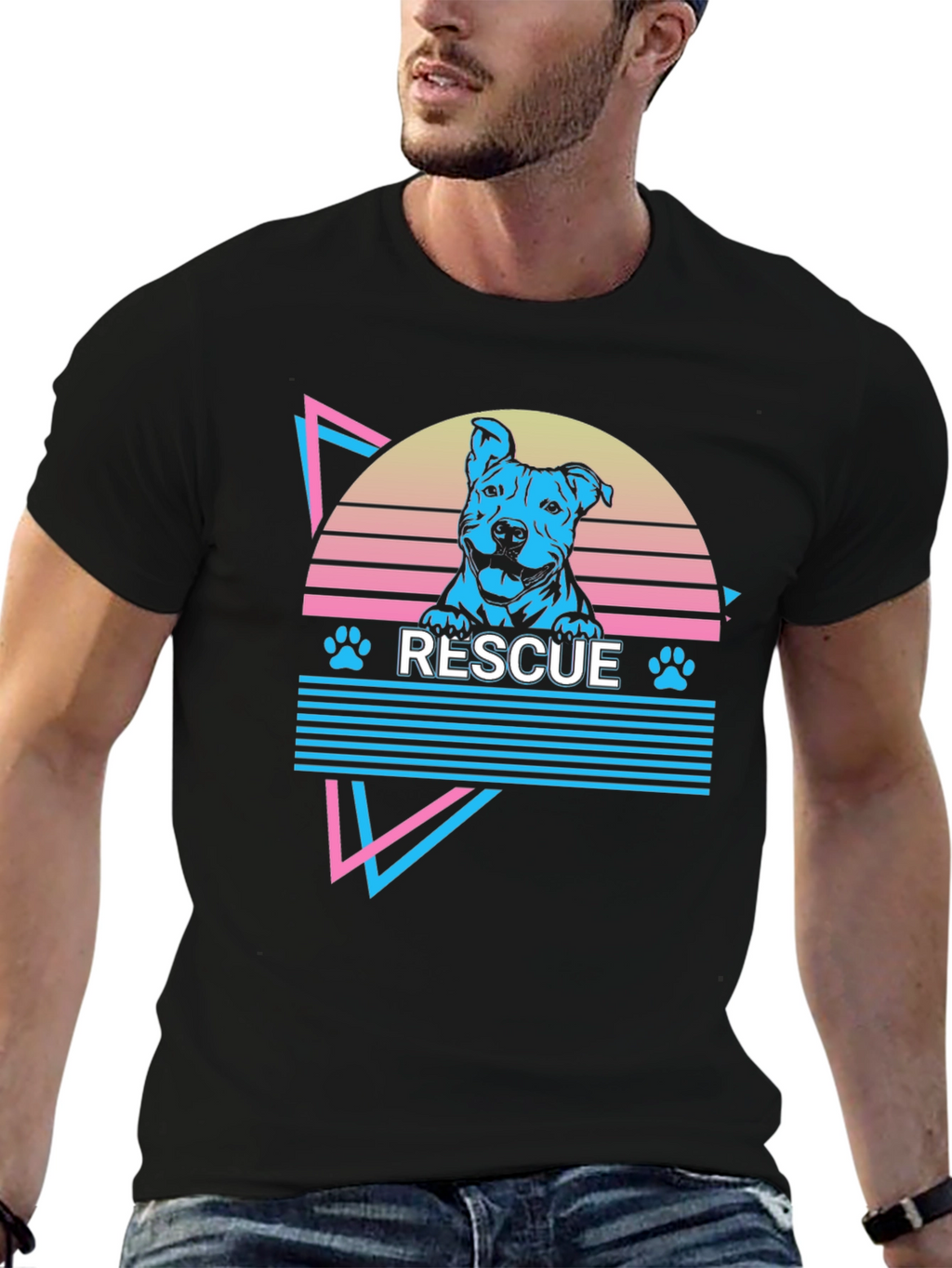 Rescue Dog Retro Graphic T-Shirt