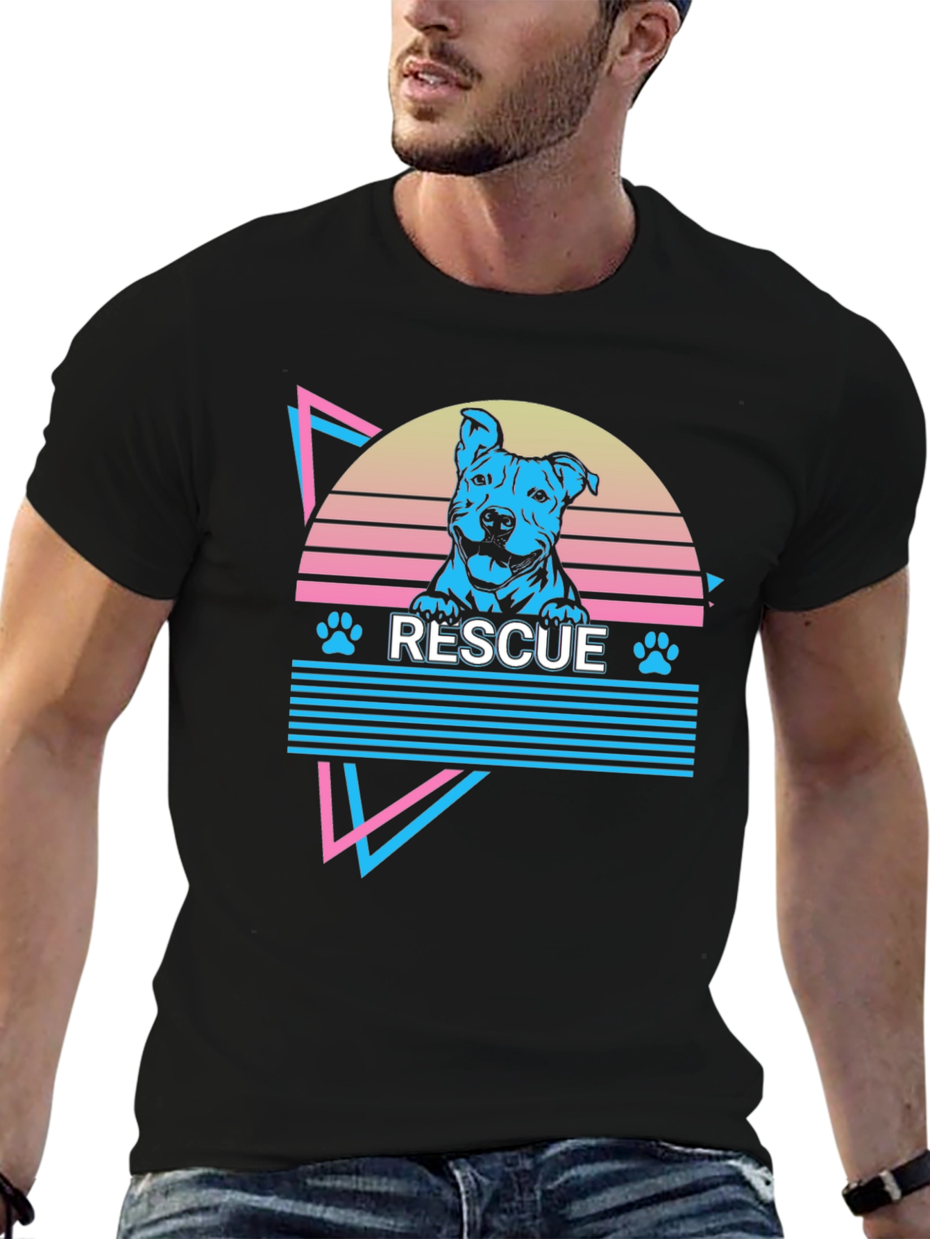 Rescue Dog Retro Graphic T-Shirt