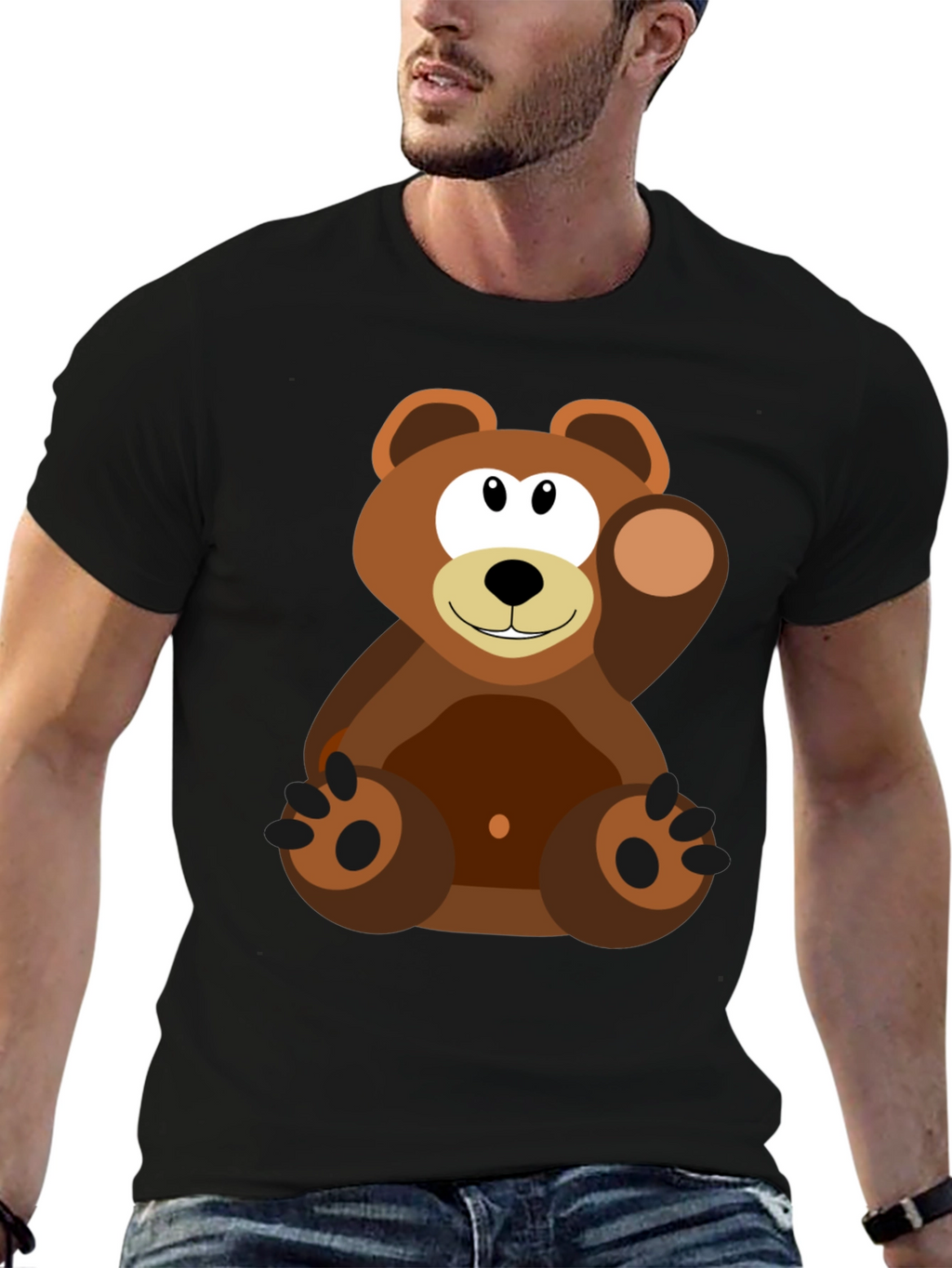 Cartoon Bear Graphic Tee - Soft Cotton Blend