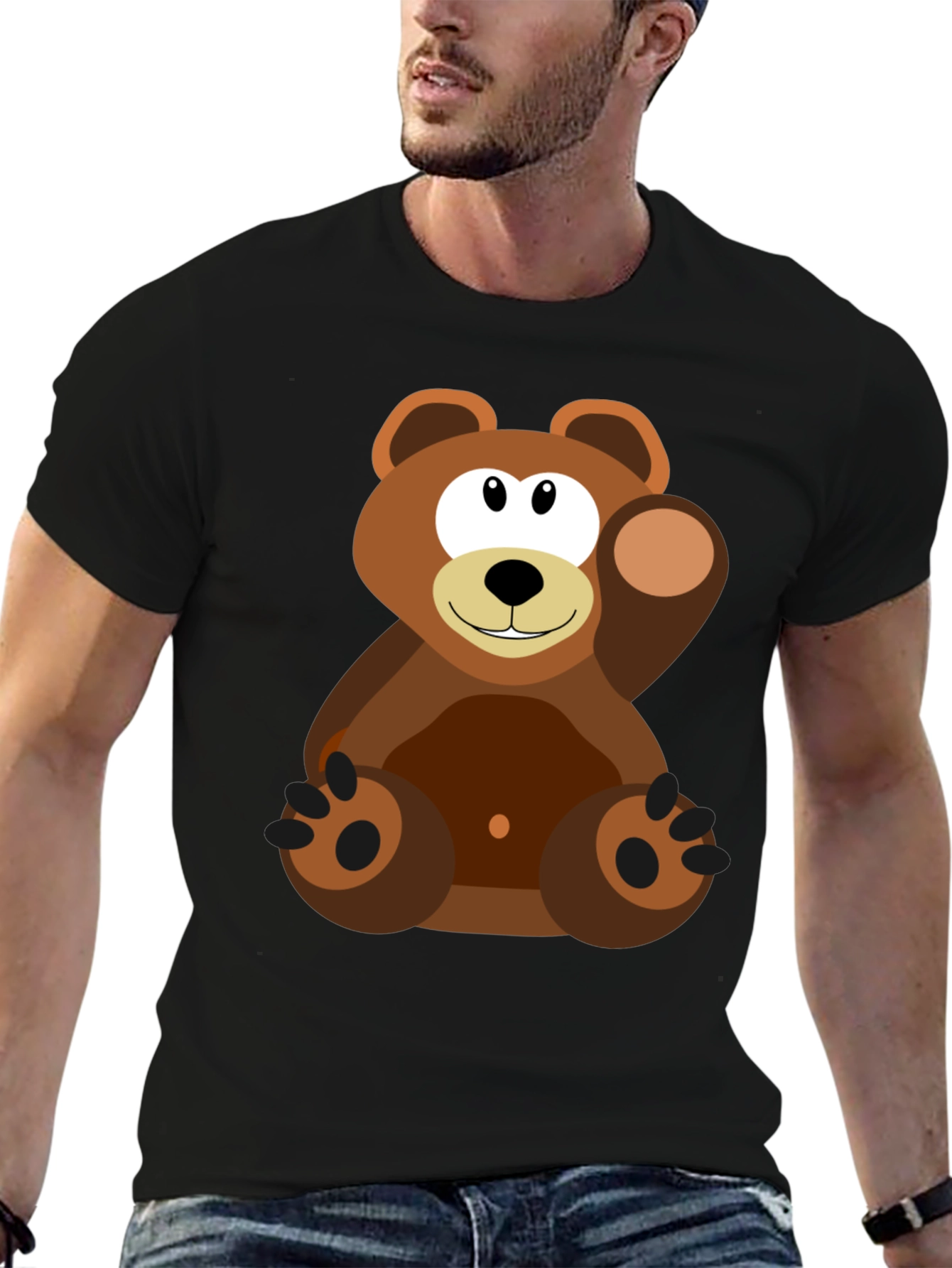 Cartoon Bear Graphic Tee - Soft Cotton Blend