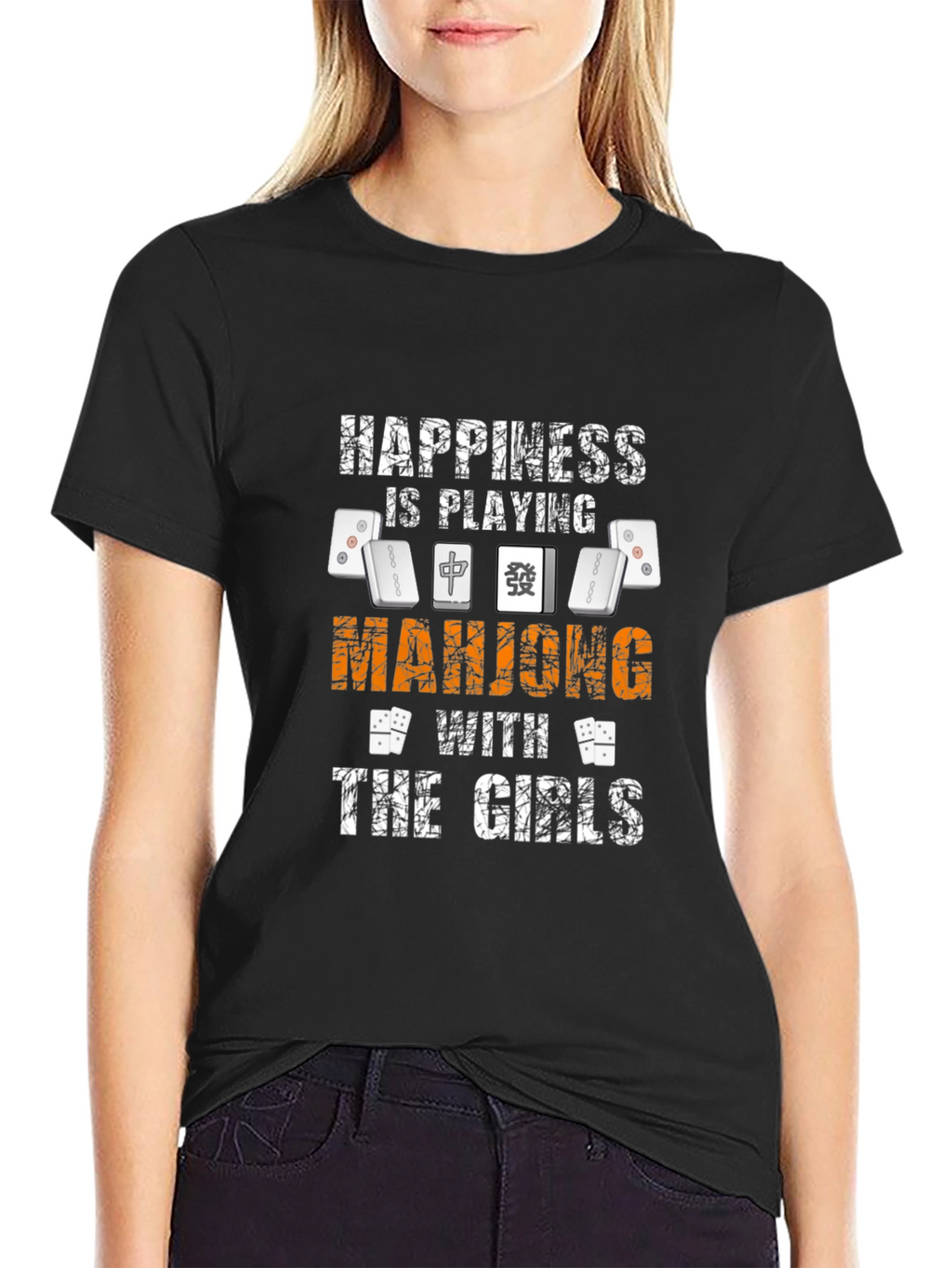 Mahjong Girls Black T-Shirt