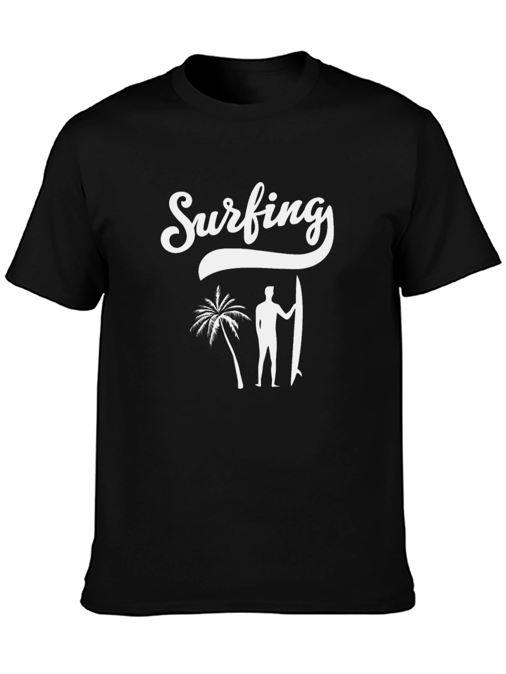 Surfing Graphic Print Black T-Shirt