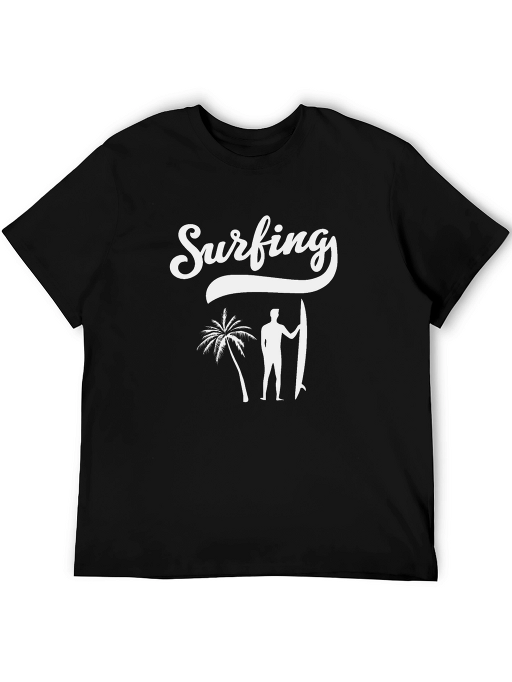 Surfing Graphic Print Black T-Shirt