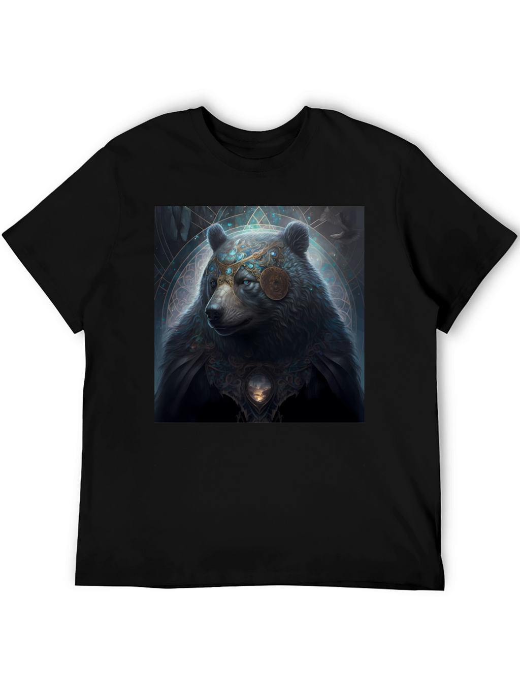 Mystical Bear Graphic Black T-Shirt