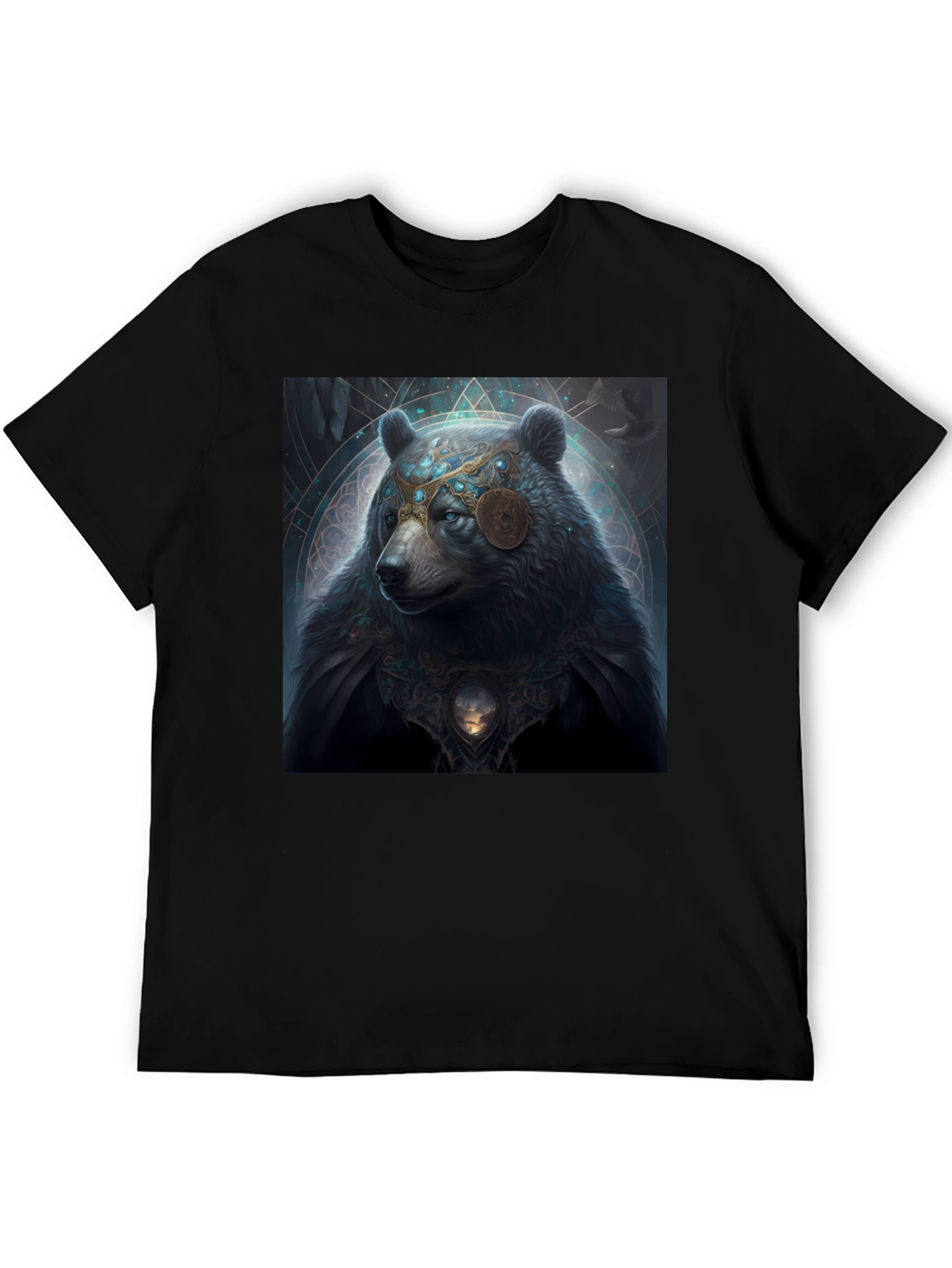 Mystical Bear Graphic Black T-Shirt