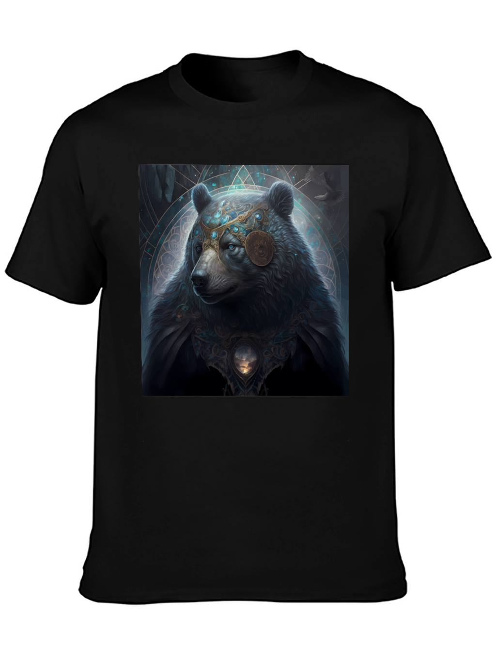 Mystical Bear Graphic Black T-Shirt