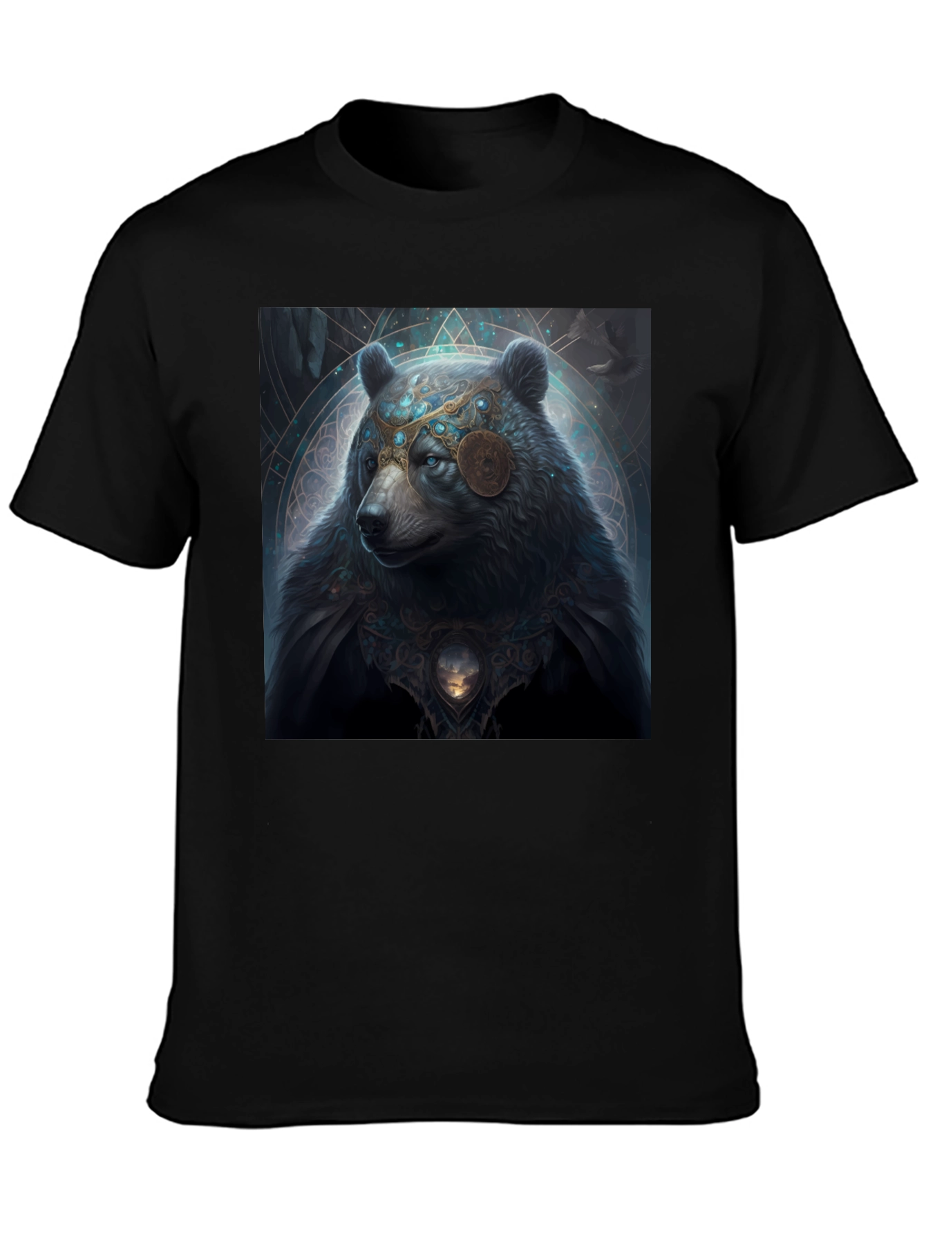 Mystical Bear Graphic Black T-Shirt