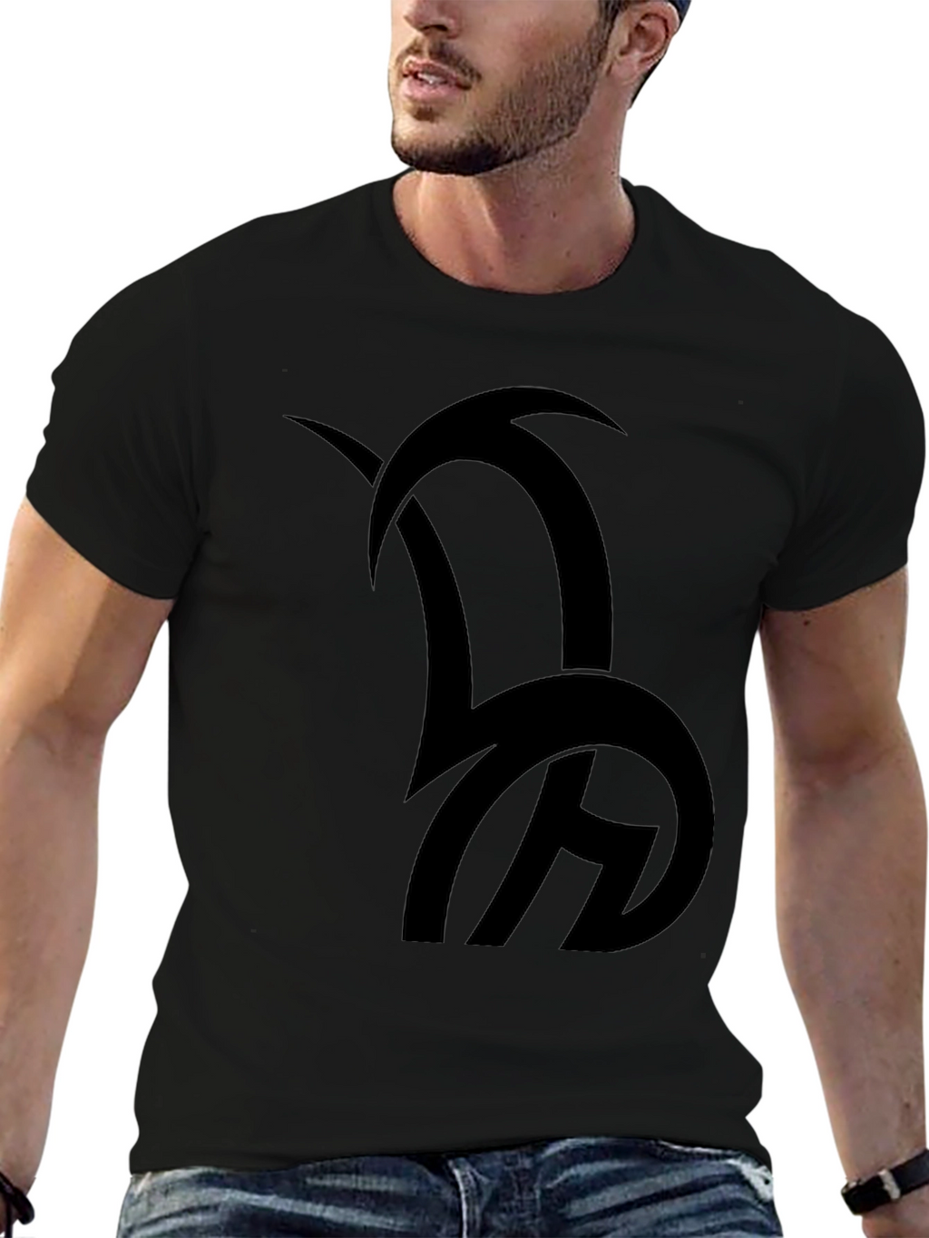 Black Graphic Tee - Abstract Design