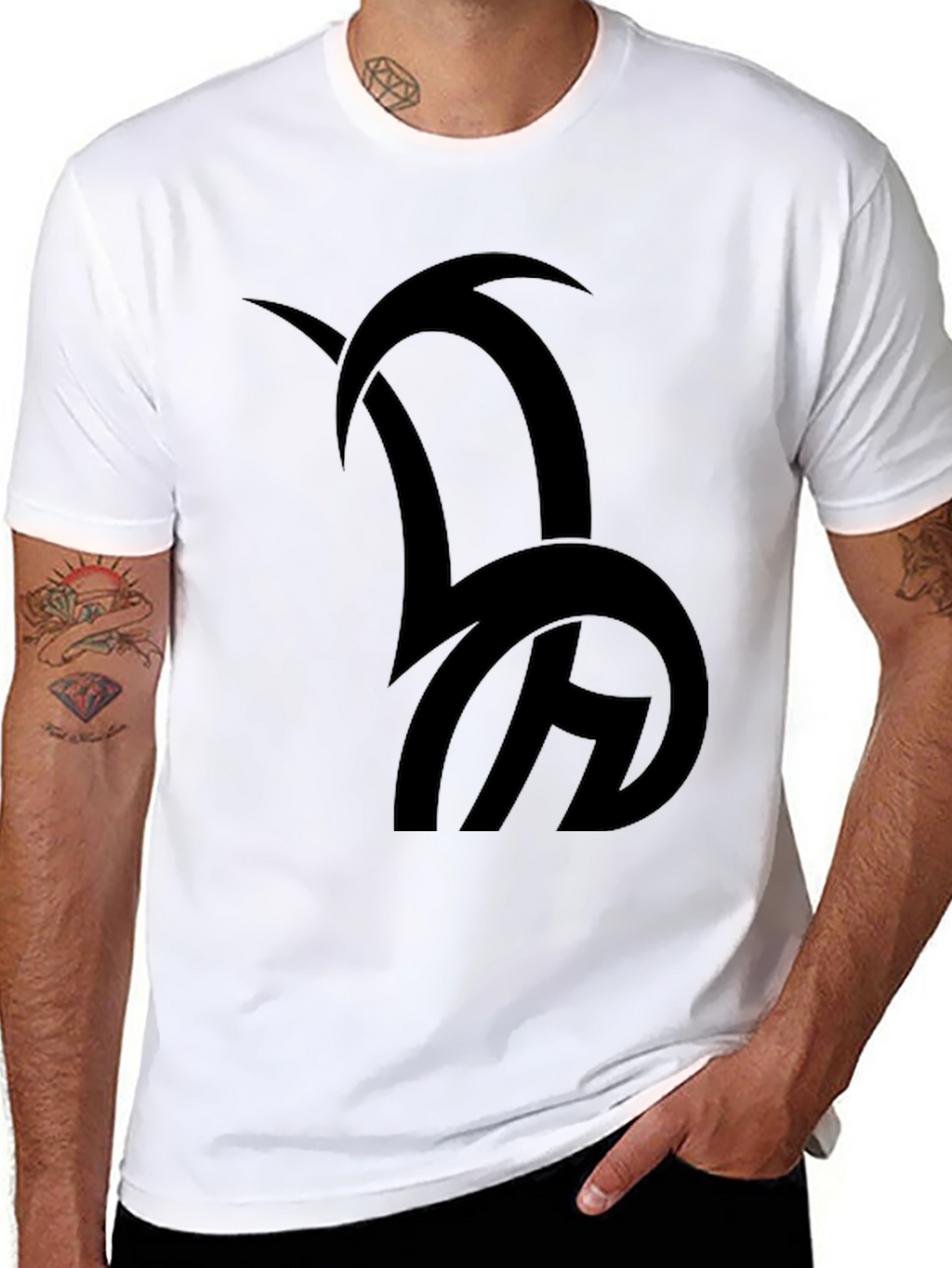 Black Graphic Tee - Abstract Design