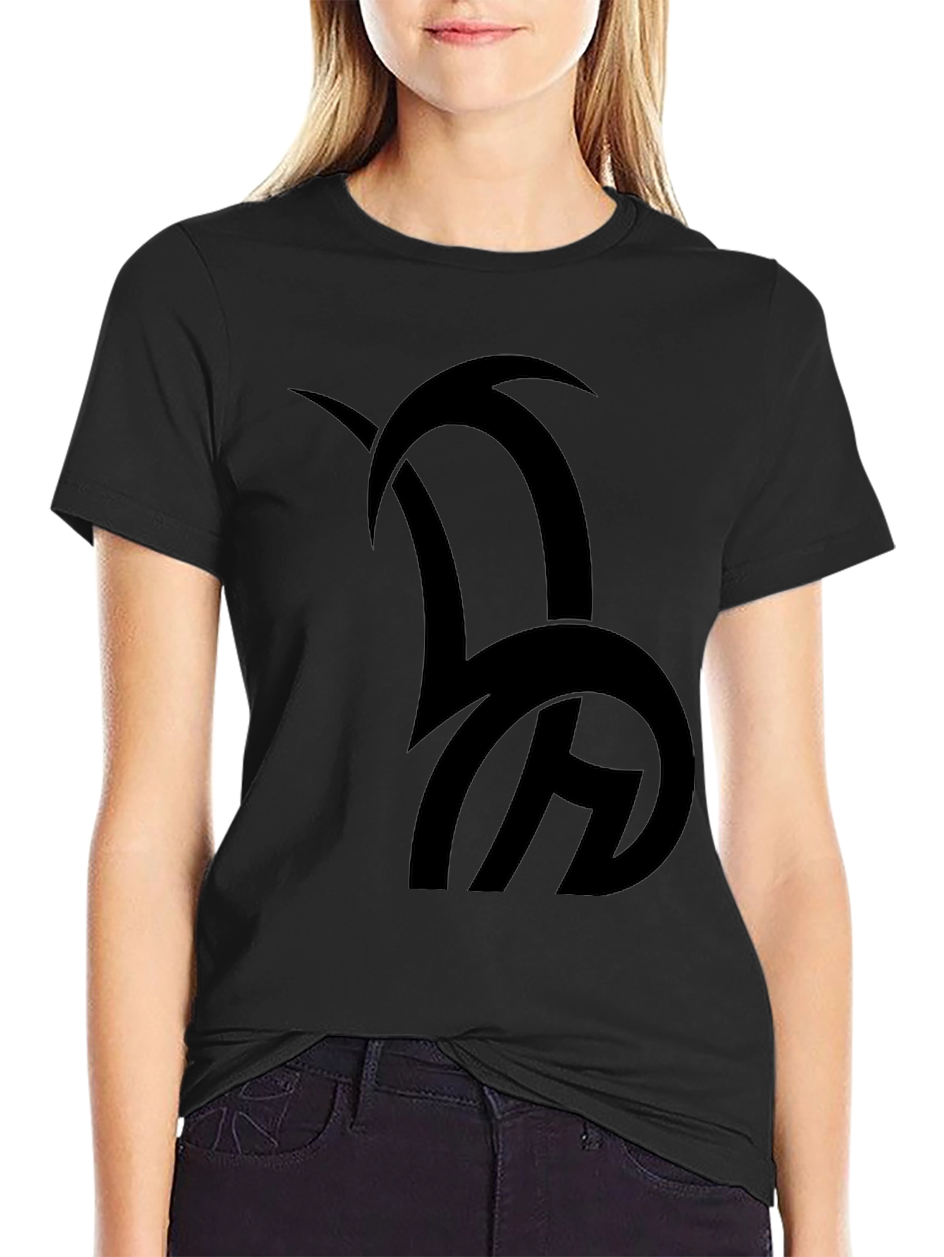 Black Graphic Tee - Abstract Design