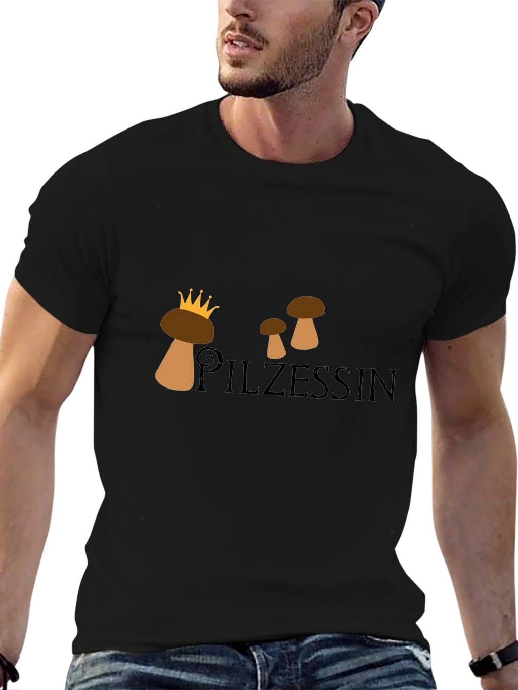 Pilzessin Mushroom Graphic Tee - Unisex Black T-Shirt