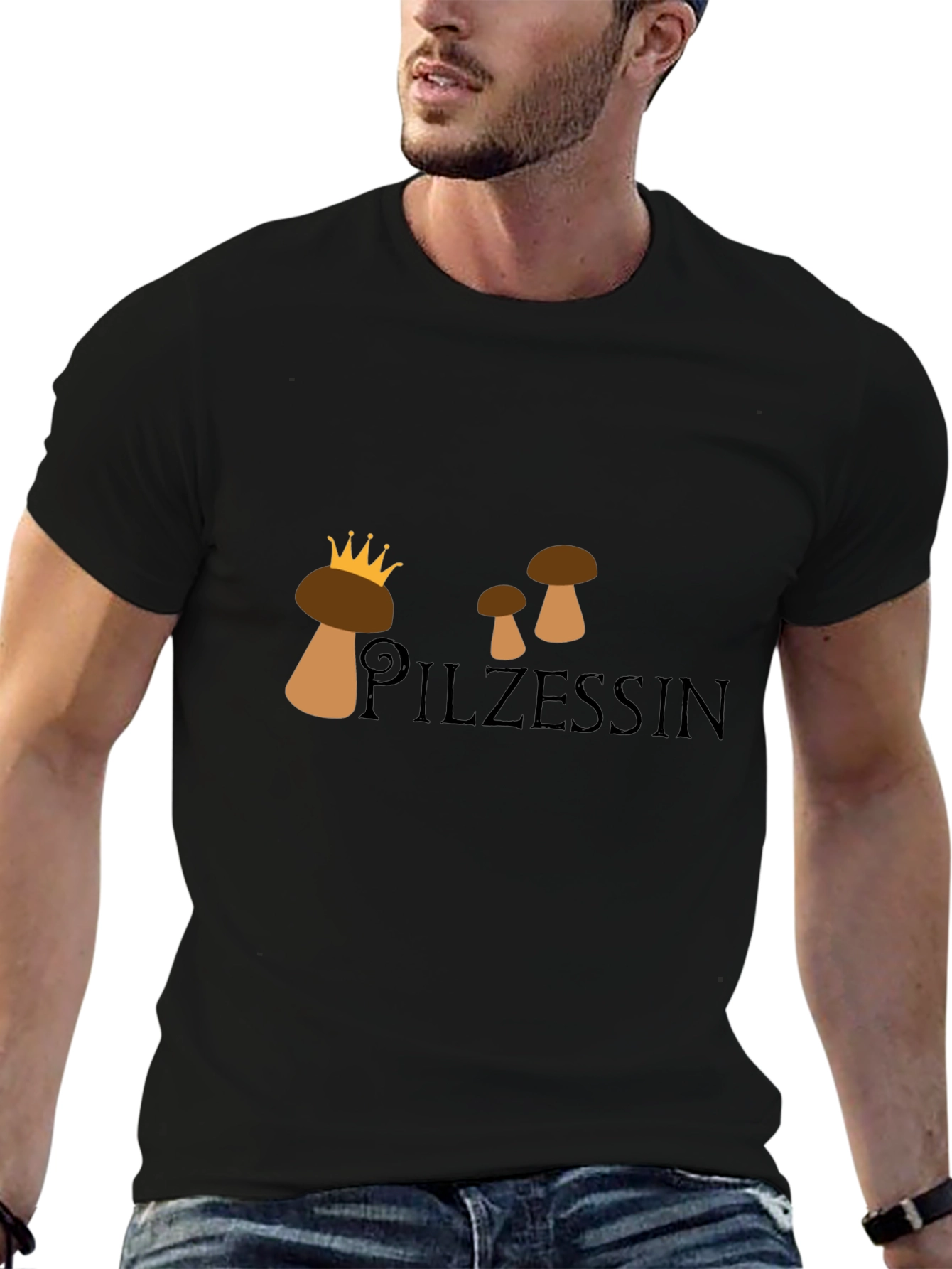 Pilzessin Mushroom Graphic Tee - Unisex Black T-Shirt