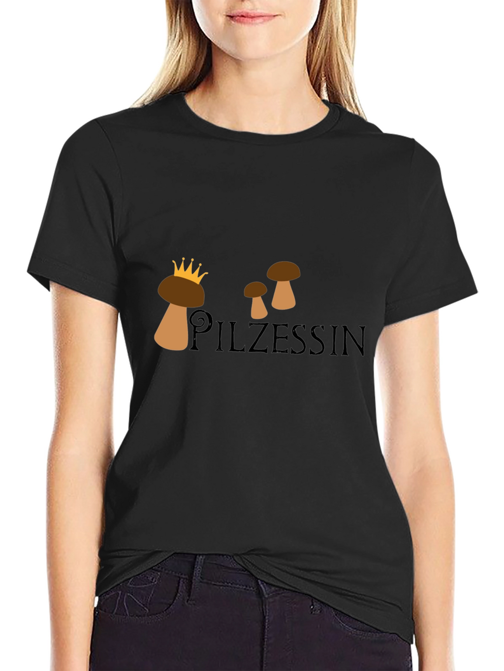 Pilzessin Mushroom Graphic Tee - Unisex Black T-Shirt