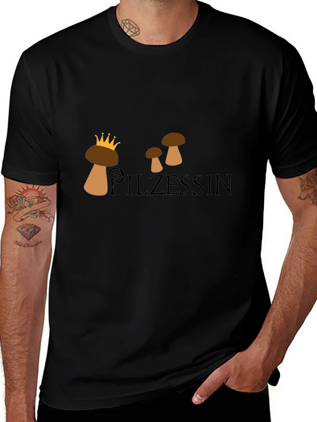 Pilzessin Mushroom Graphic Tee - Unisex Black T-Shirt