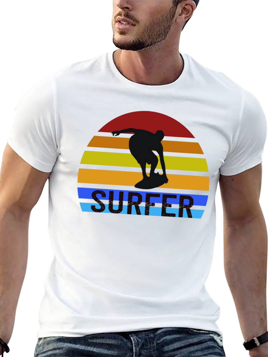 Retro Surfer Sunset Graphic T-Shirt