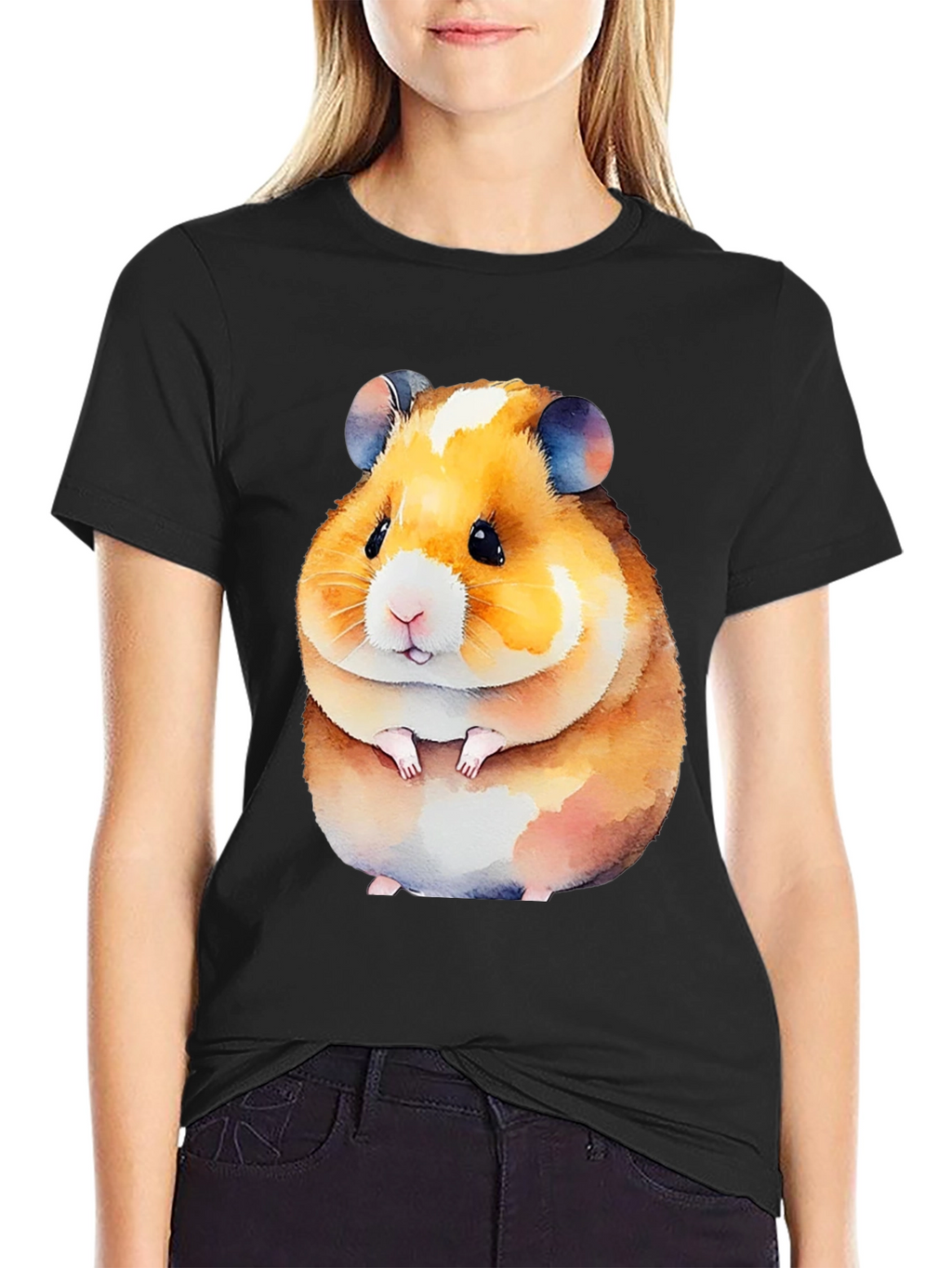 Cute Hamster Graphic Tee - Black Unisex Shirt