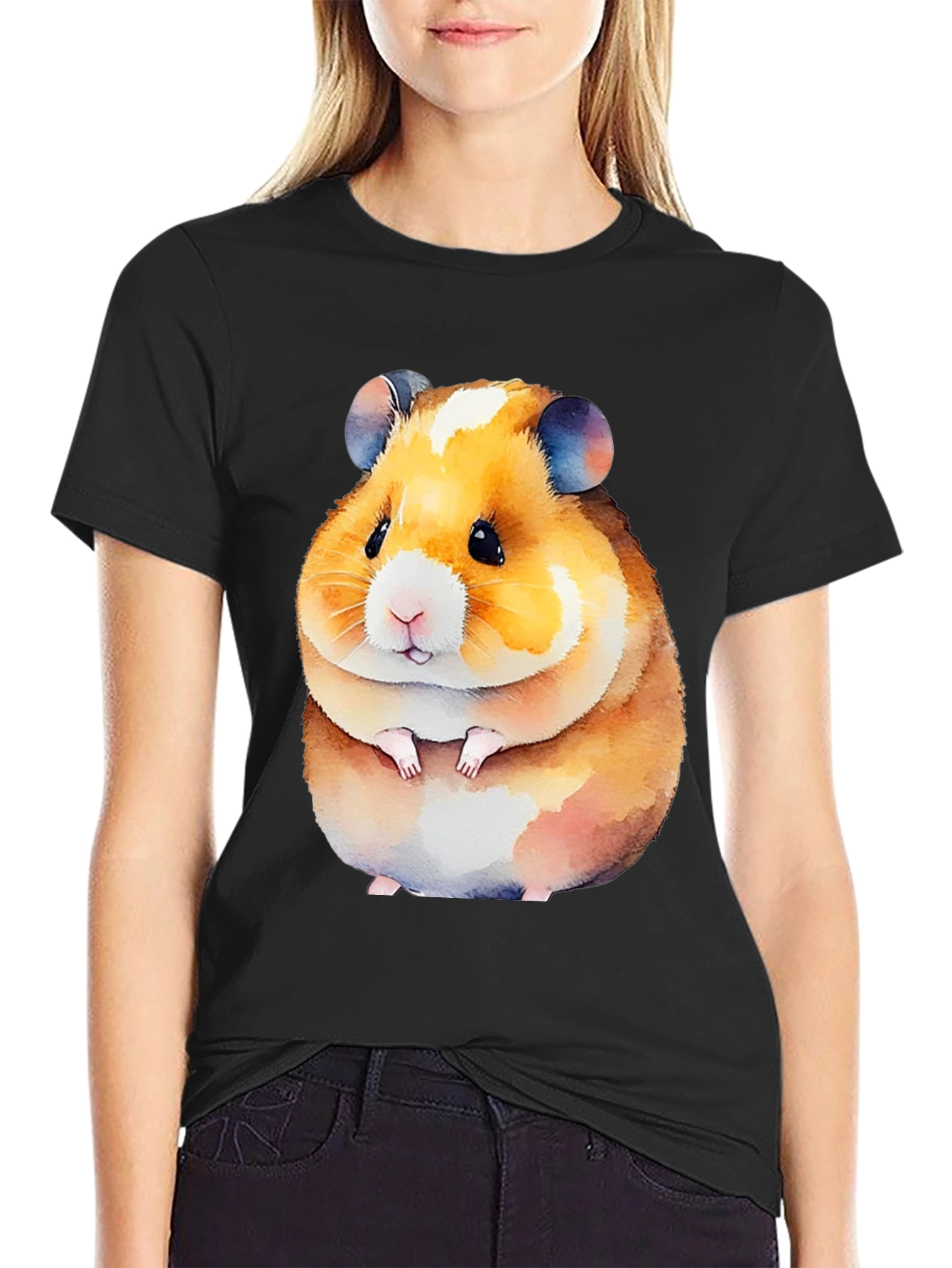 Cute Hamster Graphic Tee - Black Unisex Shirt
