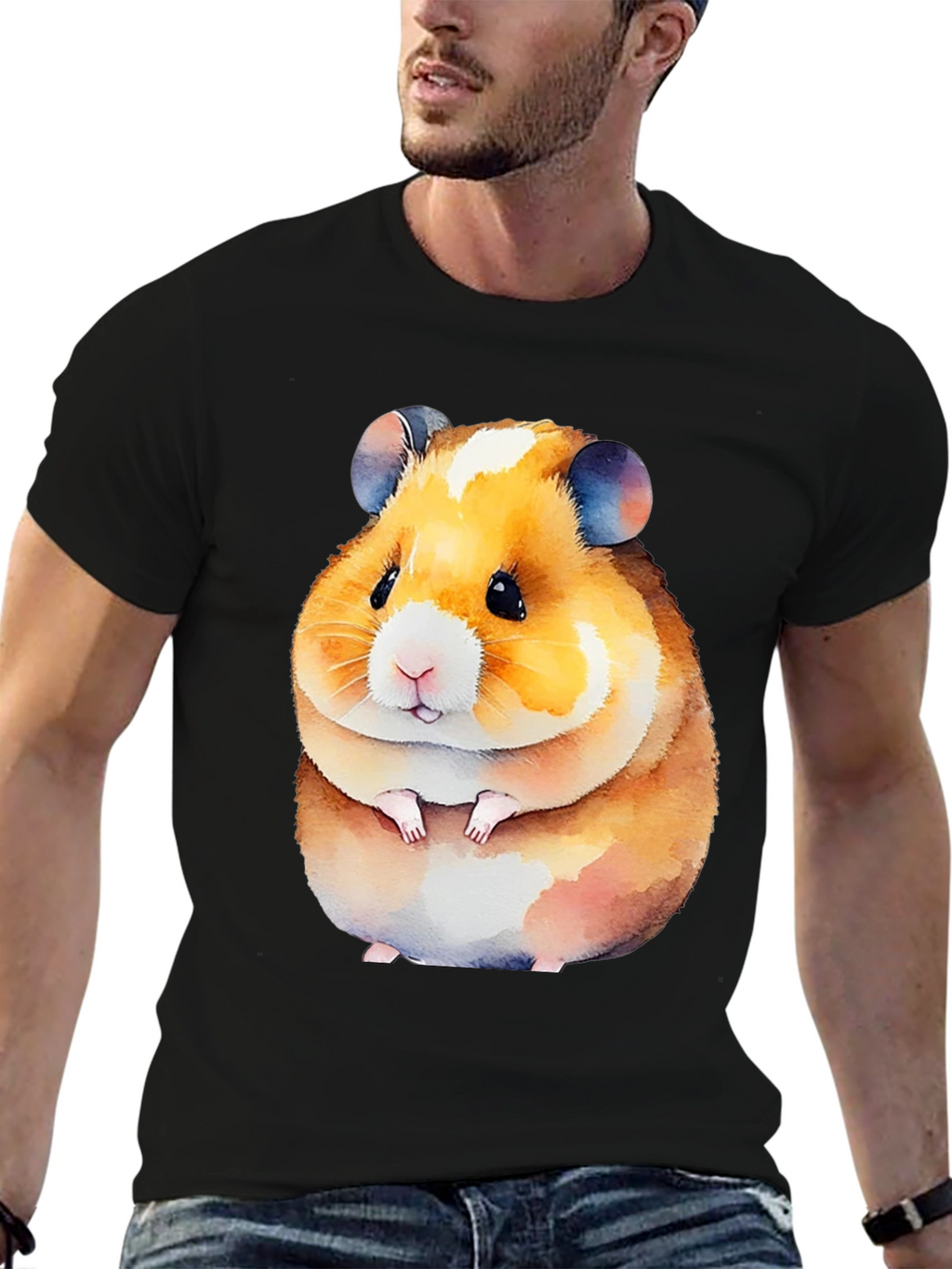 Cute Hamster Graphic Tee - Black Unisex Shirt