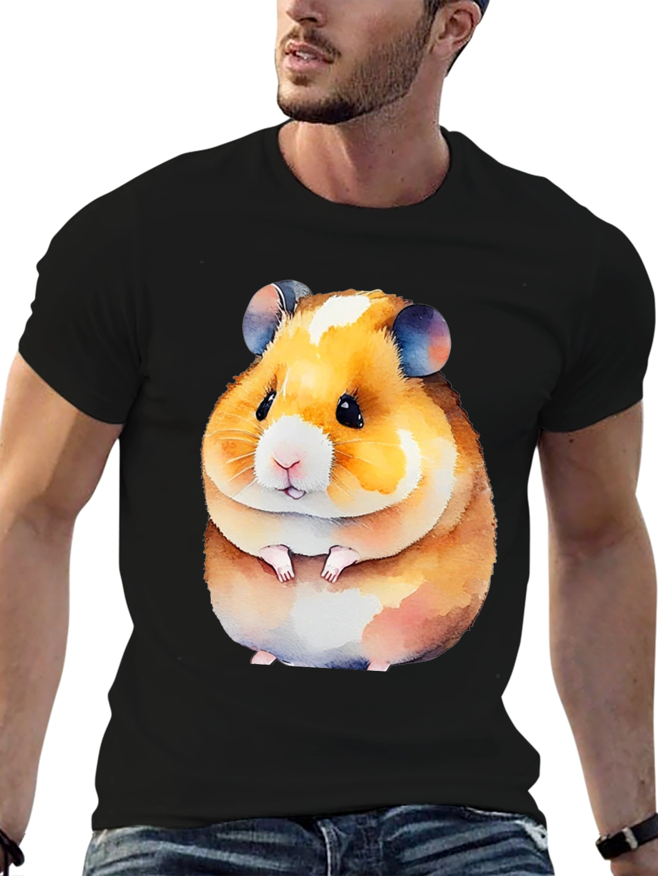 Cute Hamster Graphic Tee - Black Unisex Shirt