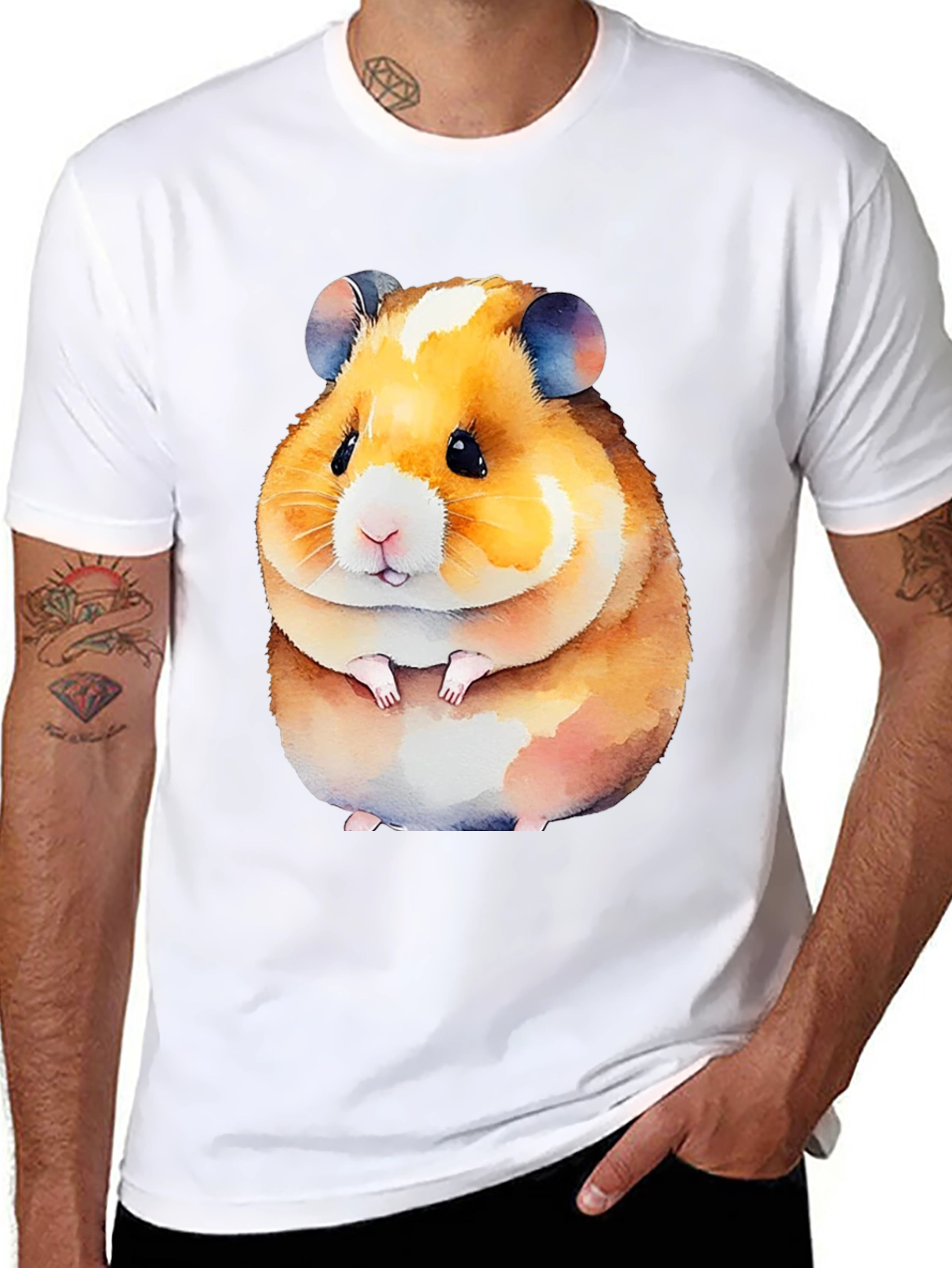 Cute Hamster Graphic Tee - Black Unisex Shirt