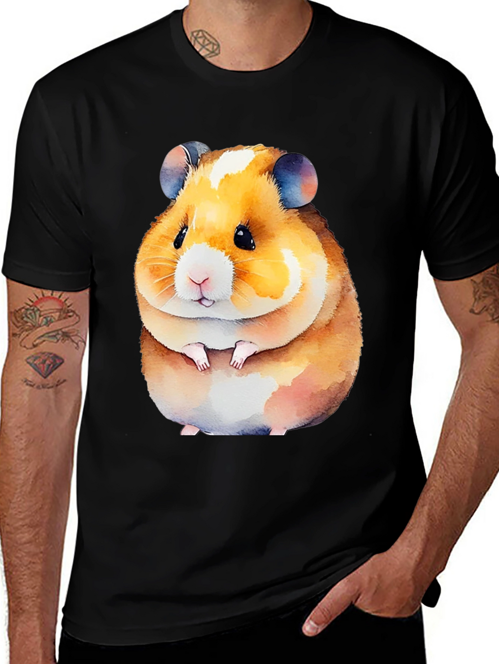 Cute Hamster Graphic Tee - Black Unisex Shirt