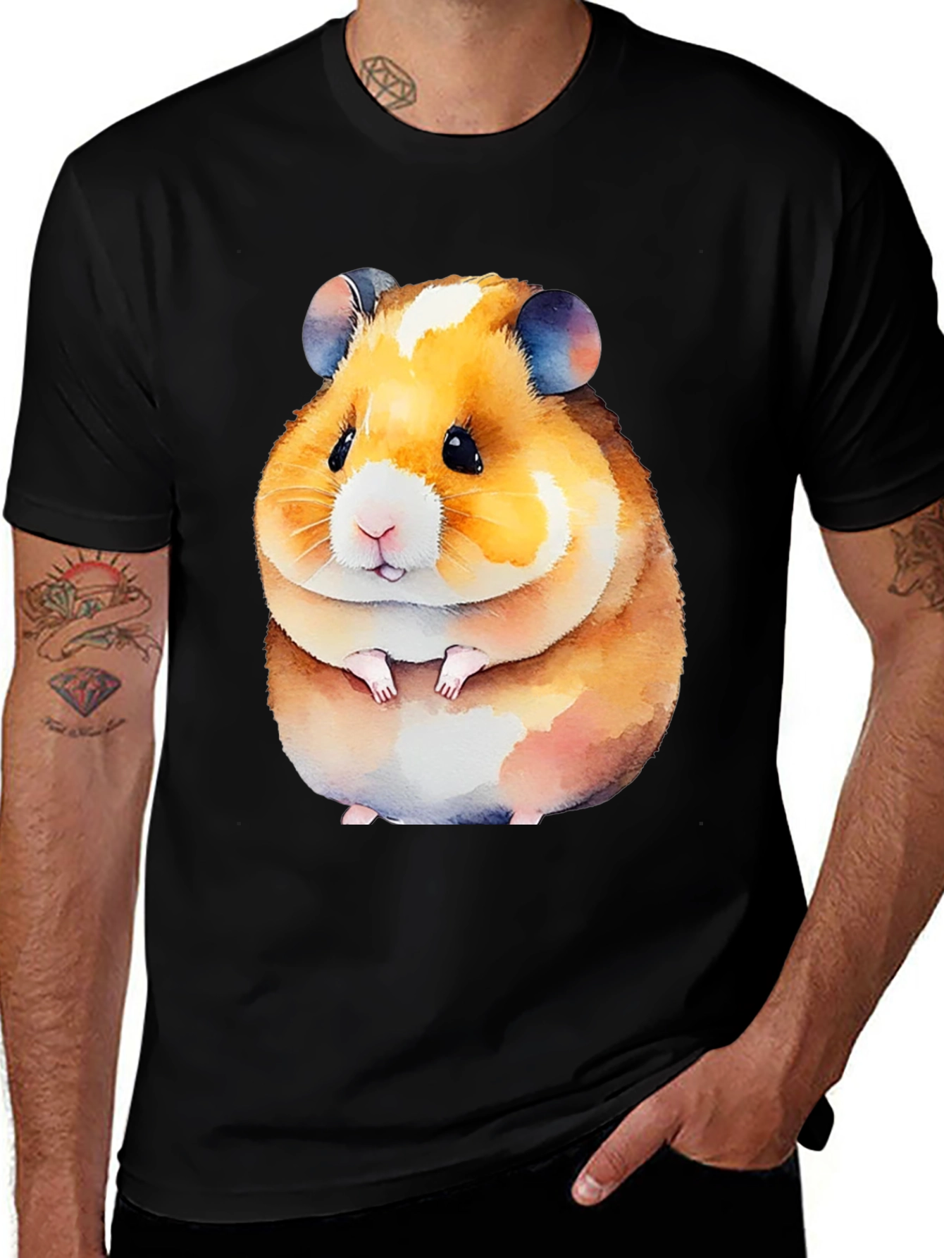 Cute Hamster Graphic Tee - Black Unisex Shirt
