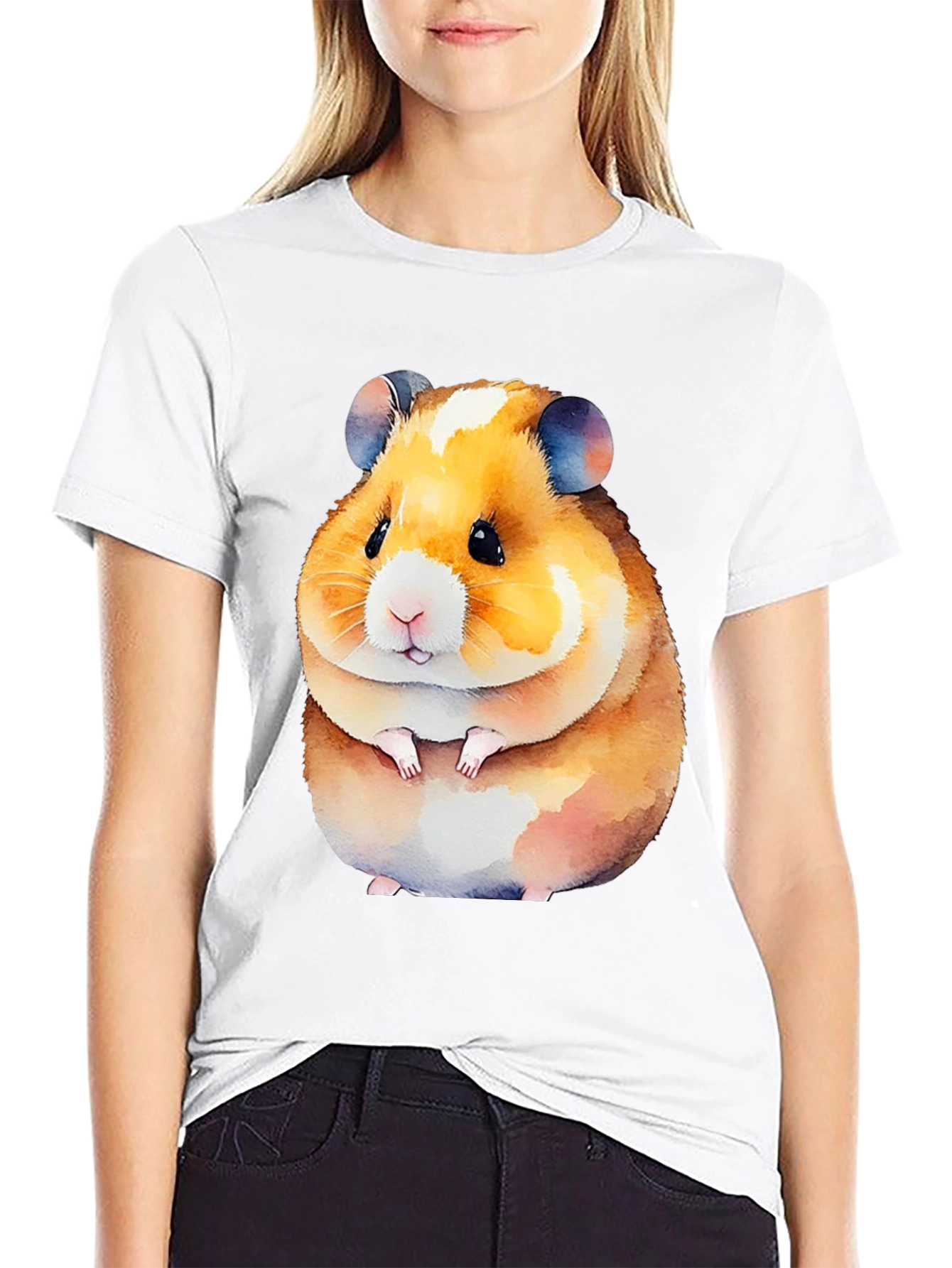 Cute Hamster Graphic Tee - Black Unisex Shirt