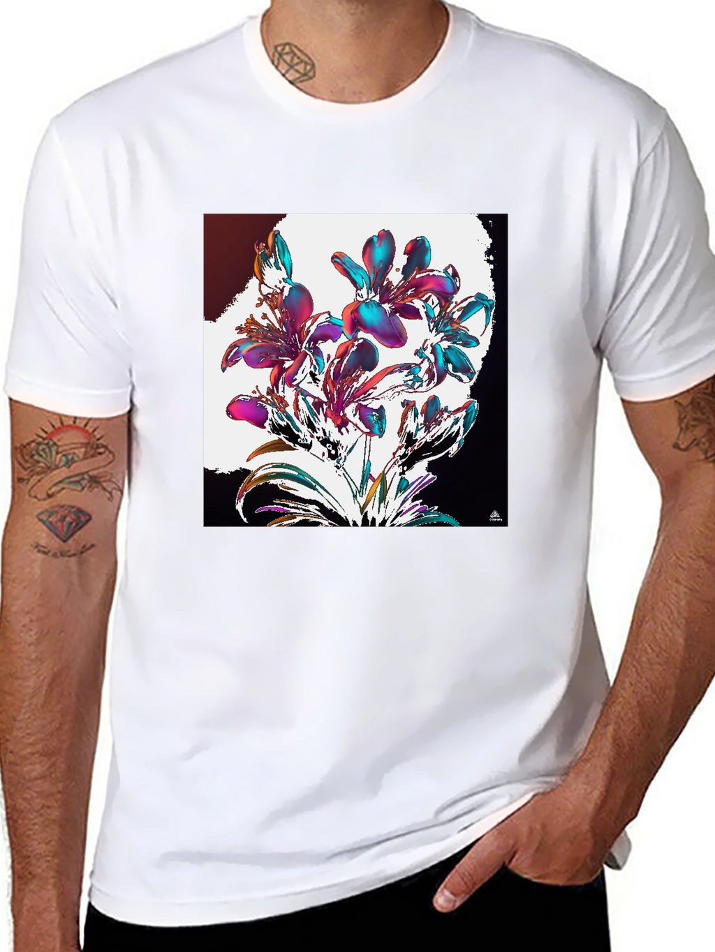 Floral Abstract Graphic Black T-Shirt