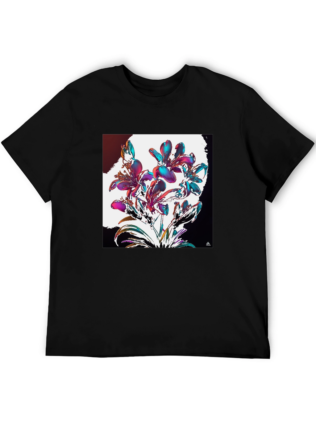 Floral Abstract Graphic Black T-Shirt