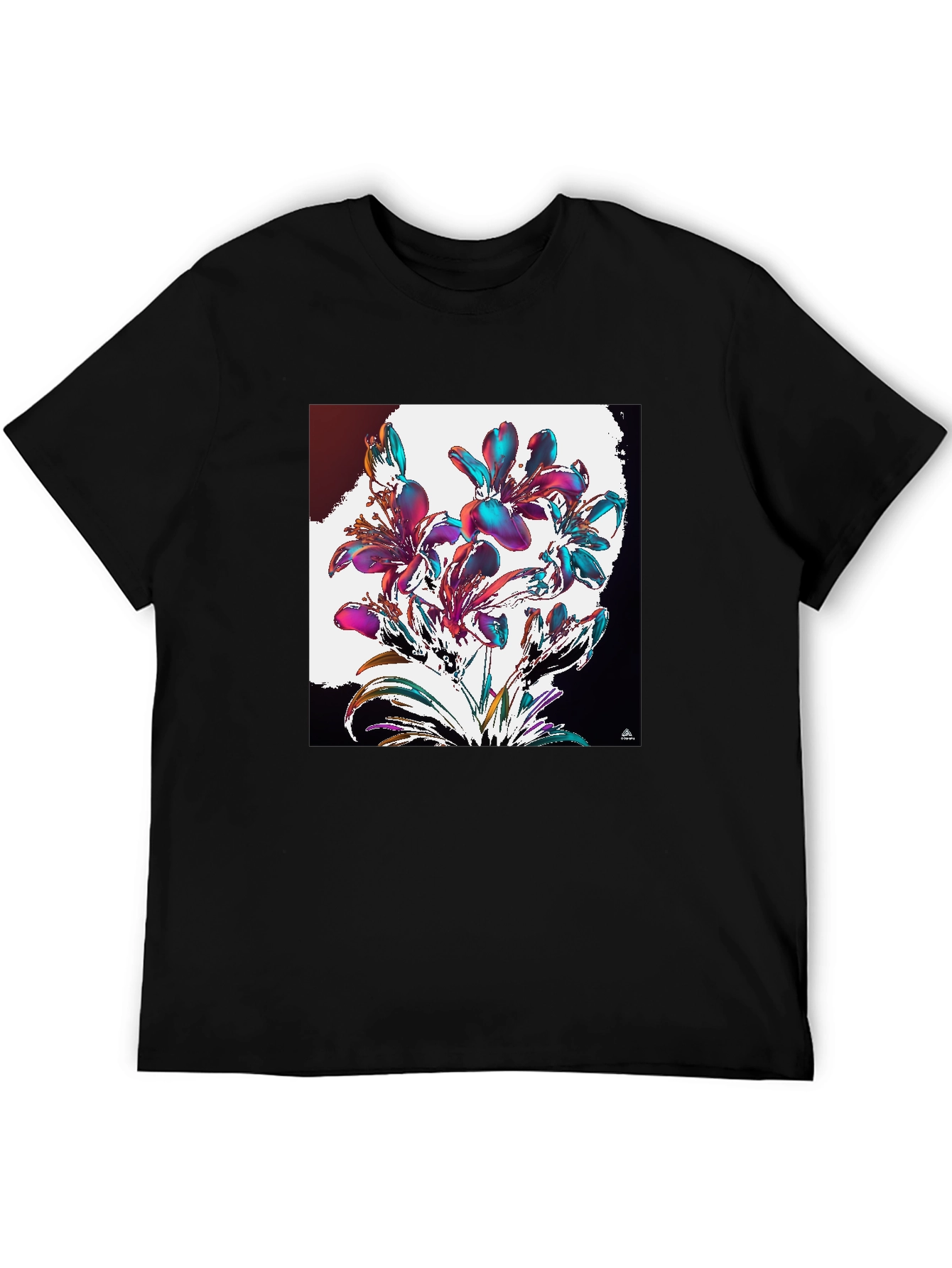 Floral Abstract Graphic Black T-Shirt
