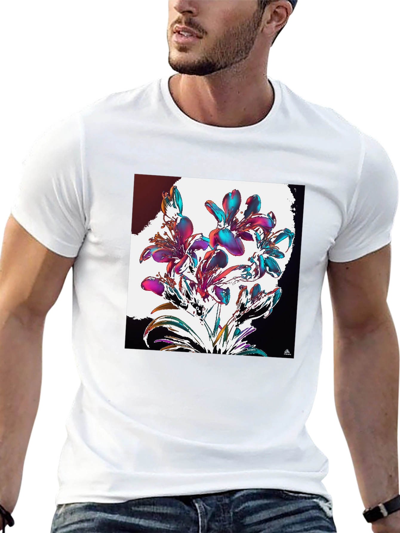 Floral Abstract Graphic Black T-Shirt