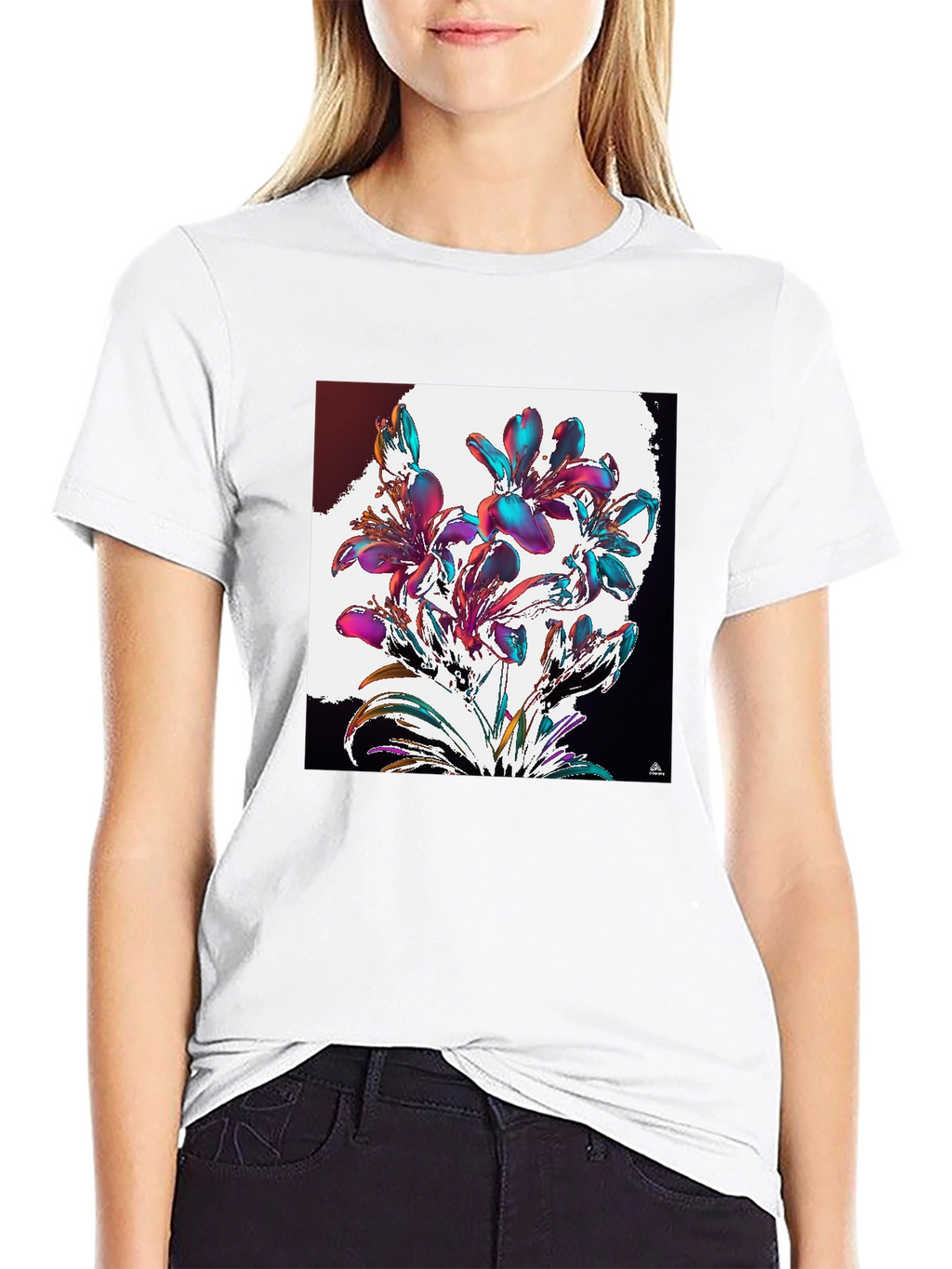 Floral Abstract Graphic Black T-Shirt