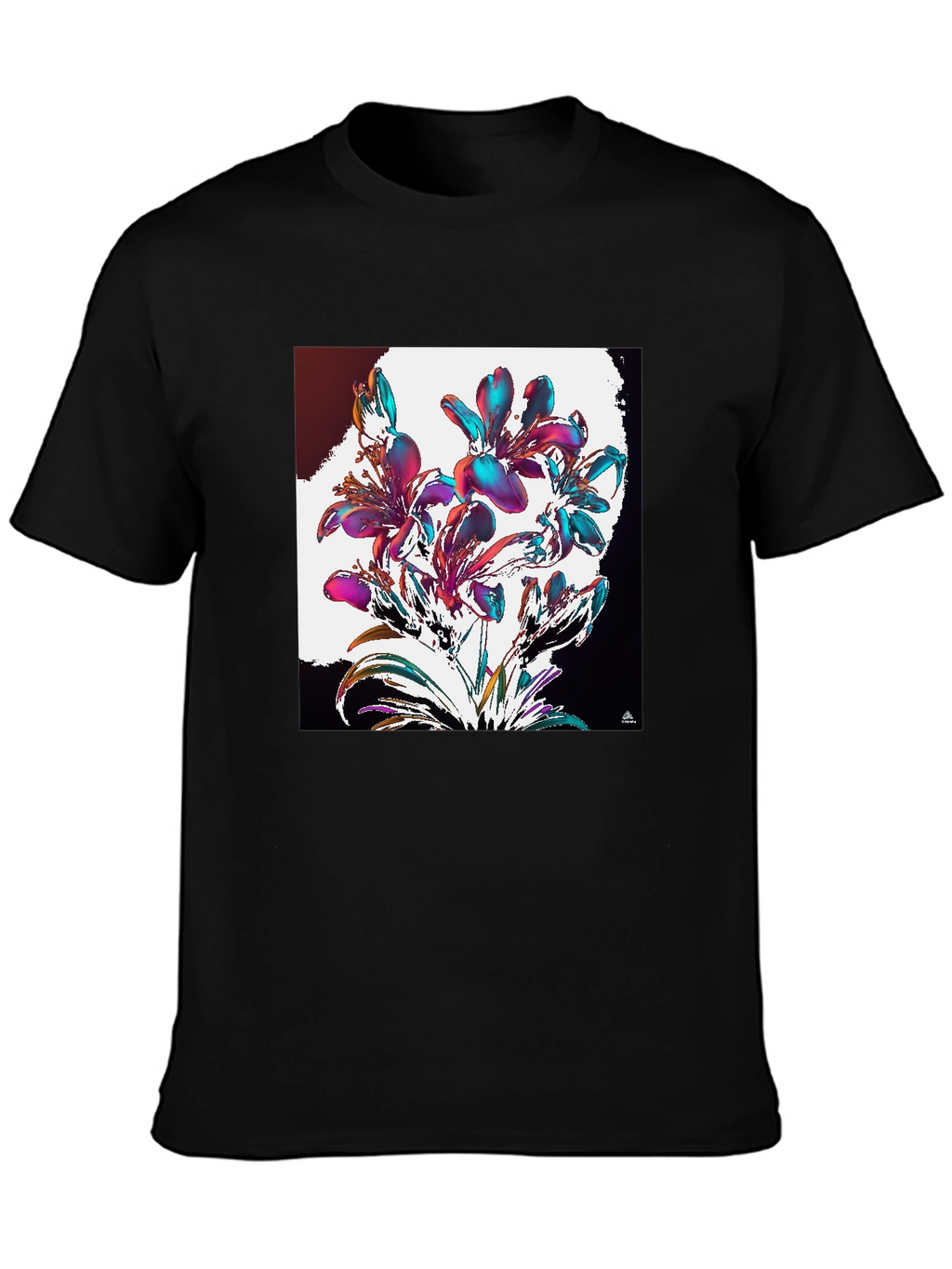 Floral Abstract Graphic Black T-Shirt