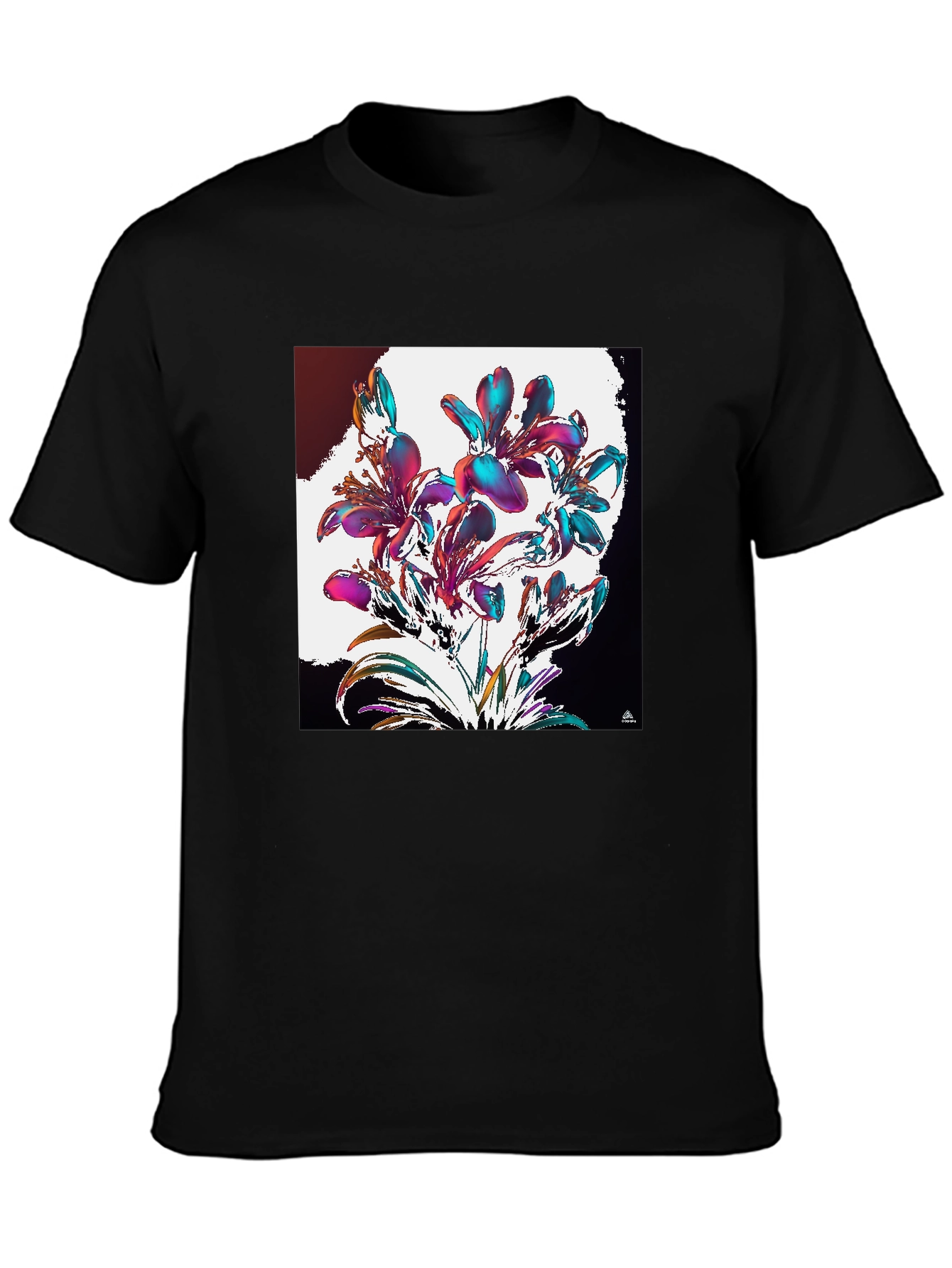 Floral Abstract Graphic Black T-Shirt