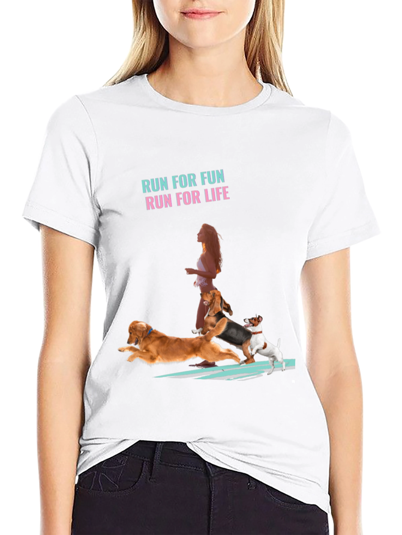 Run For Fun Dogs Graphic T-Shirt