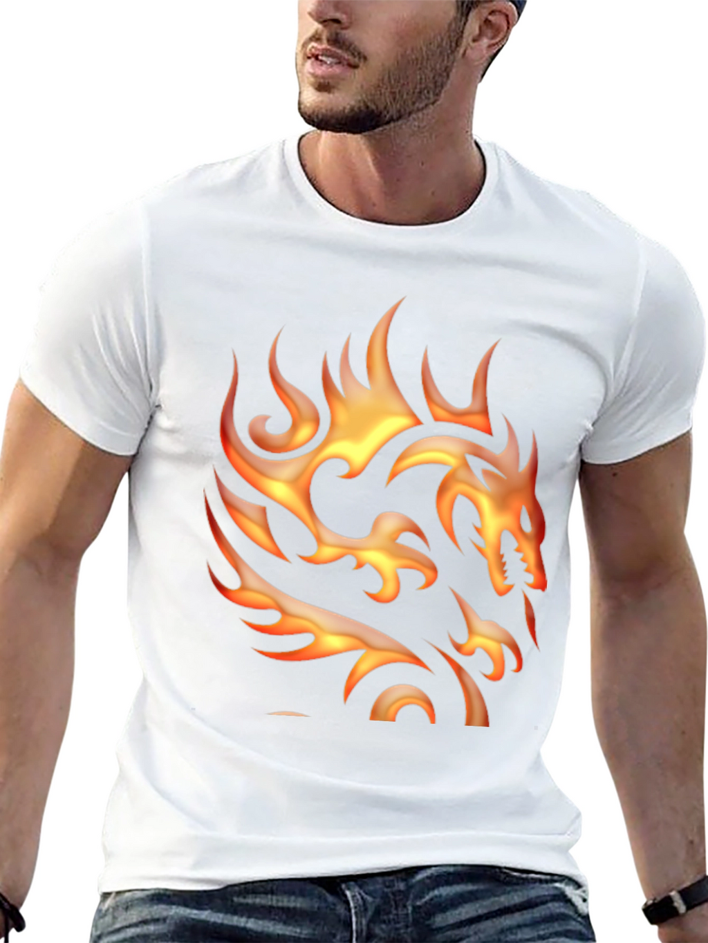 Fiery Dragon Graphic Tee - Black