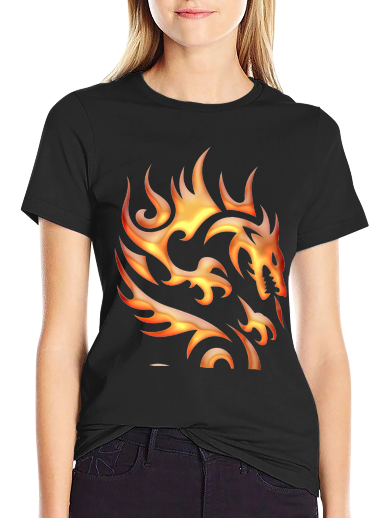 Fiery Dragon Graphic Tee - Black