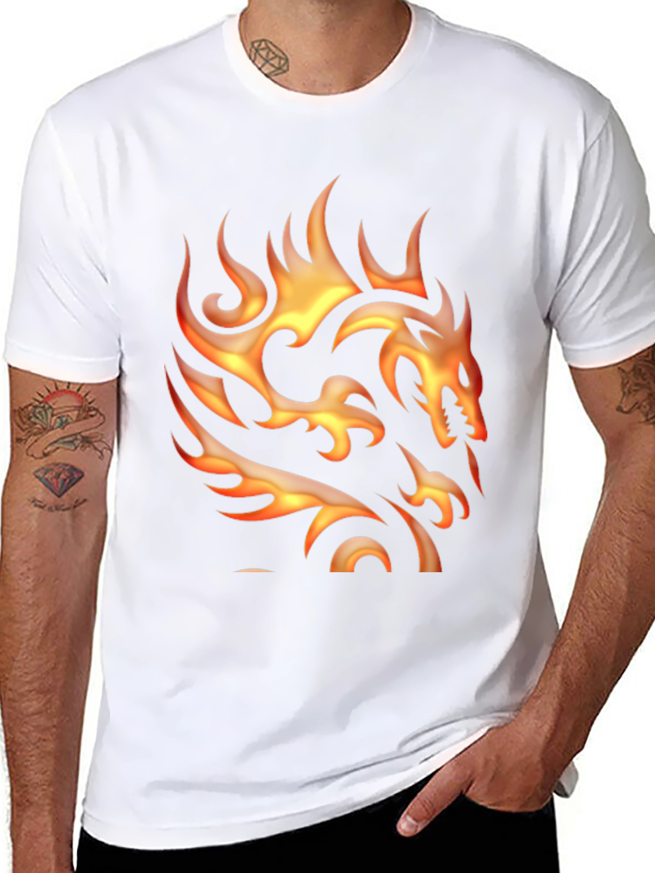 Fiery Dragon Graphic Tee - Black