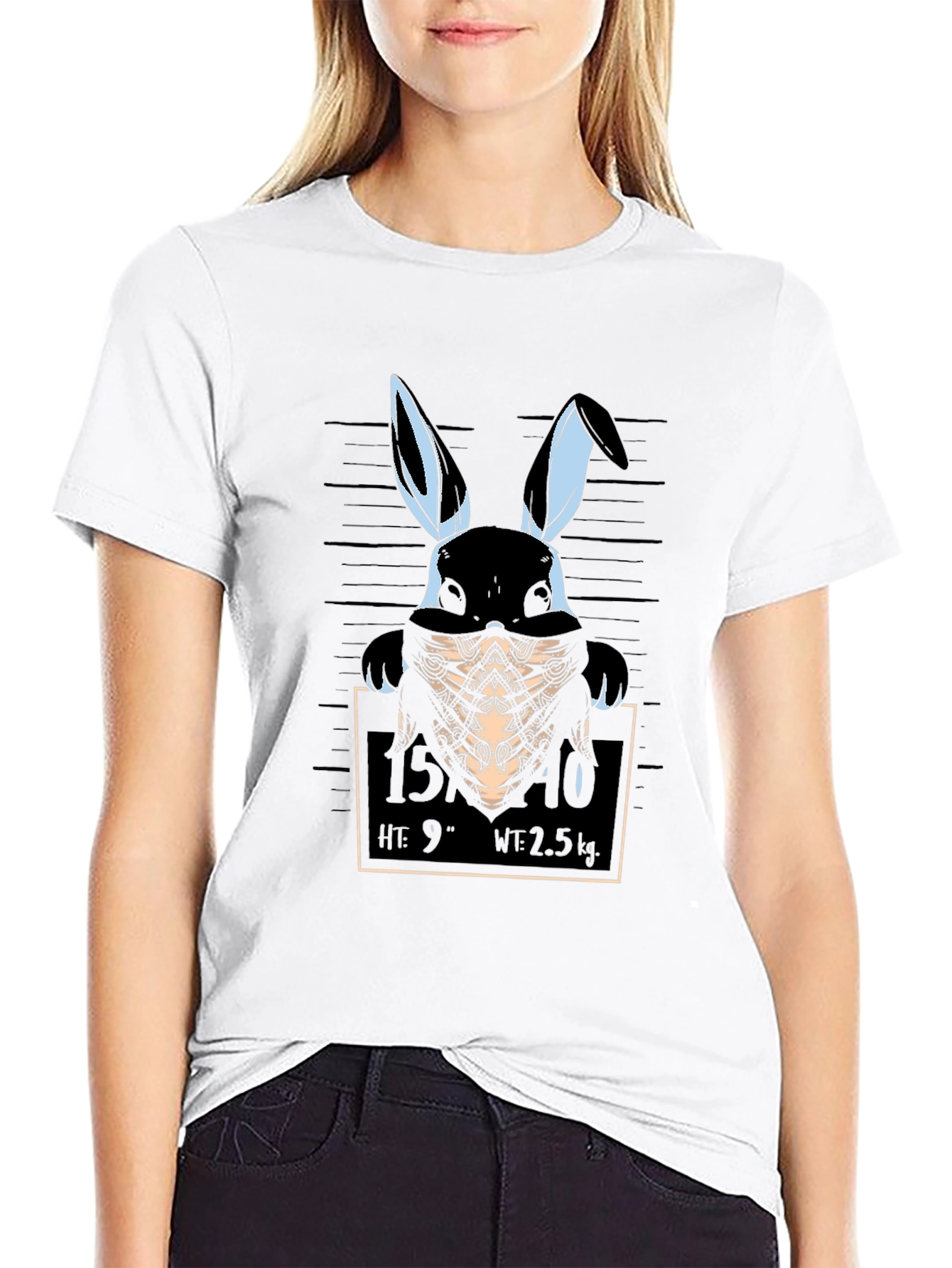 Gangster Rabbit Mugshot T-Shirt - Black